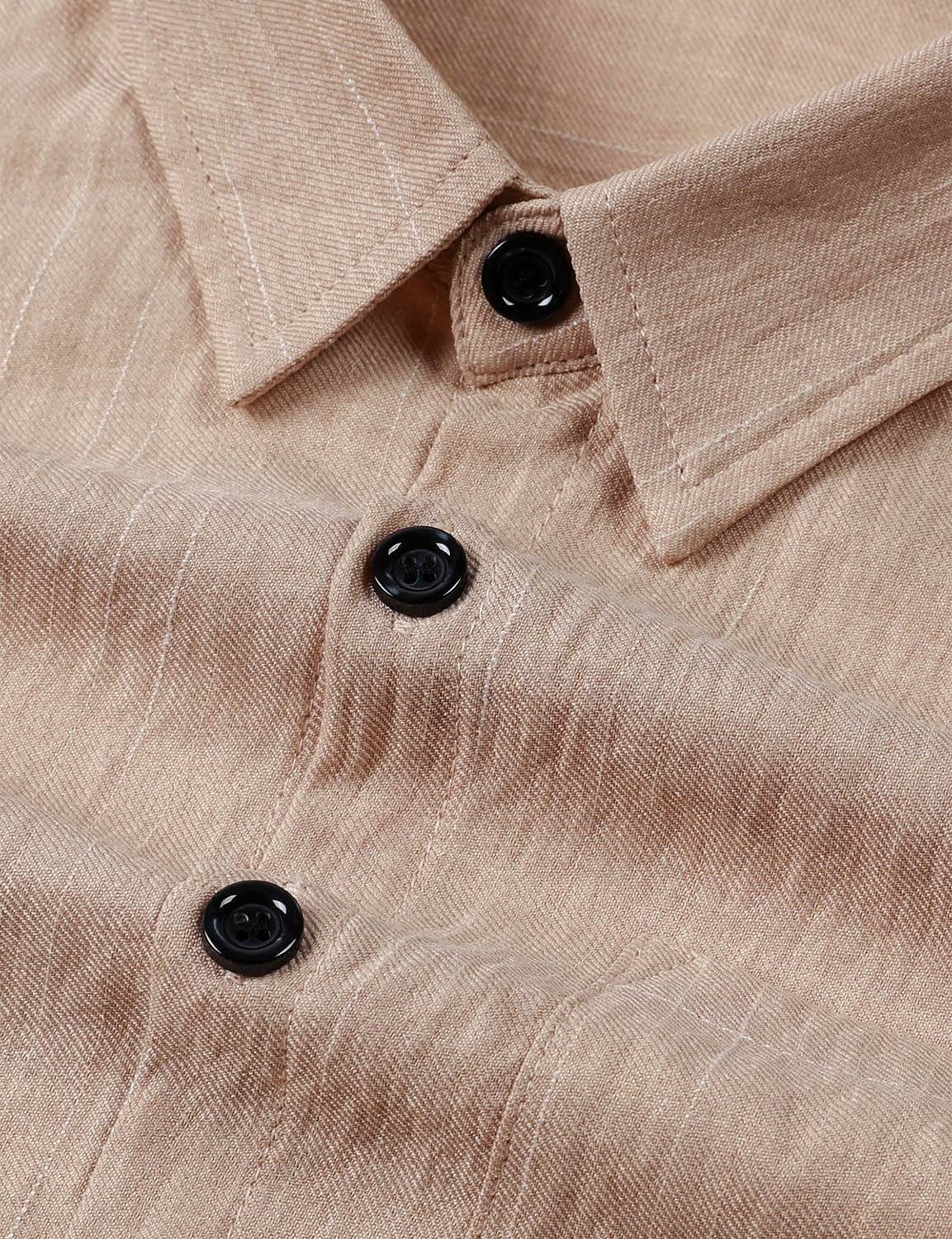 Camisa casual Beige Button de manga larga para hombre