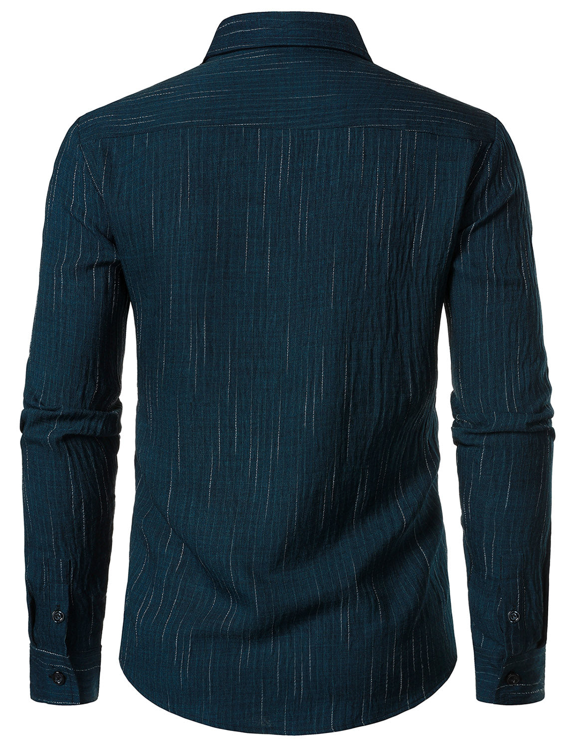 Camisa Navy Blue casual Button de manga larga para hombre