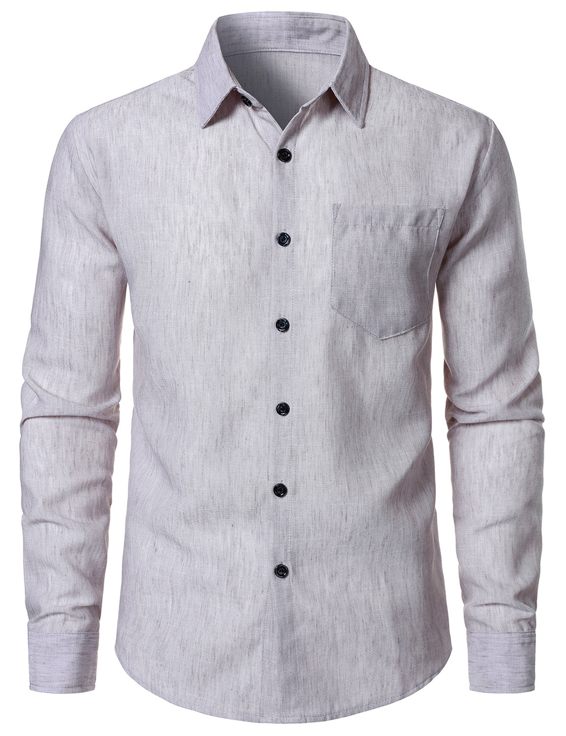 Camisa casual Grey Button de manga larga para hombre