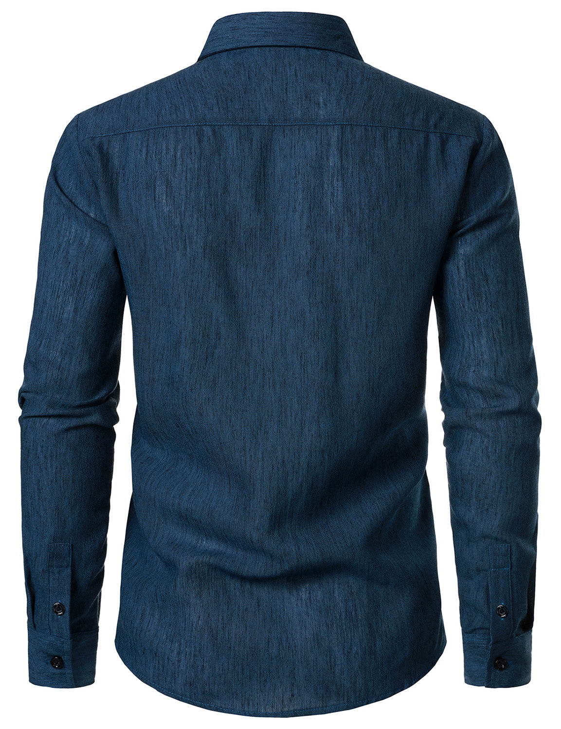 Camisa casual Button Navy Blue de manga larga para hombre