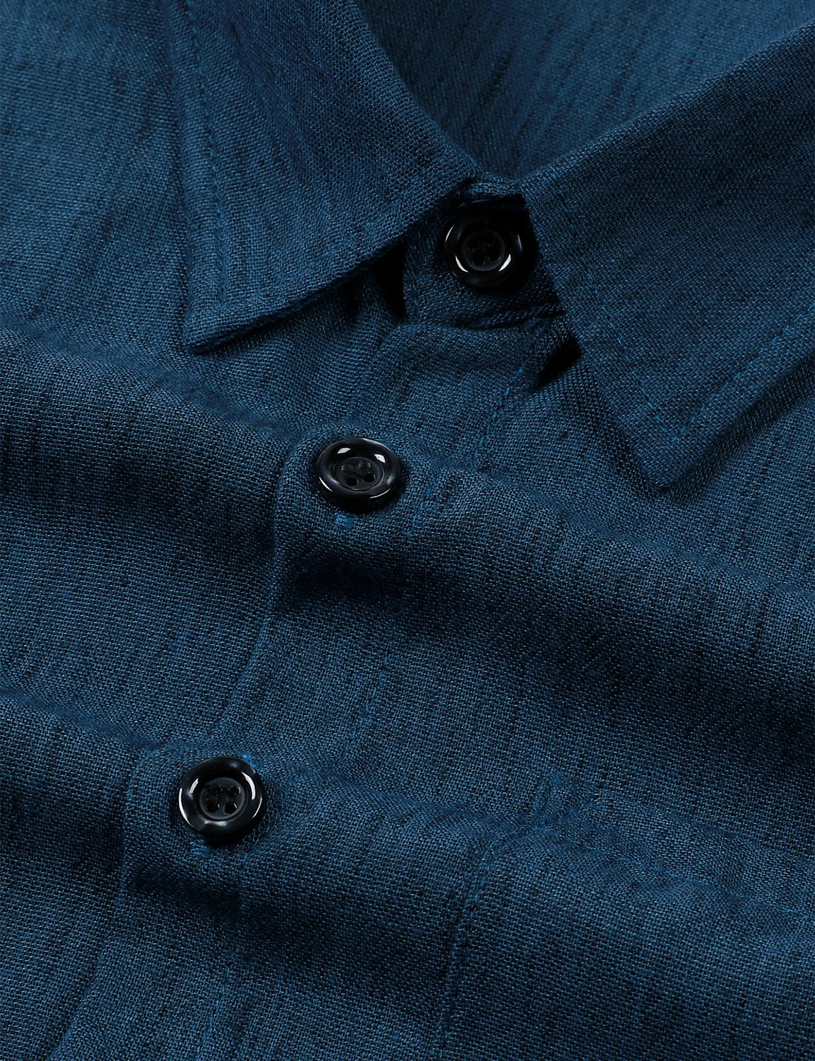 Camisa casual Button Navy Blue de manga larga para hombre