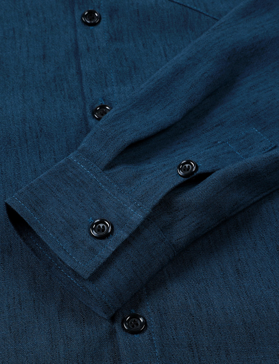 Camisa casual Button Navy Blue de manga larga para hombre