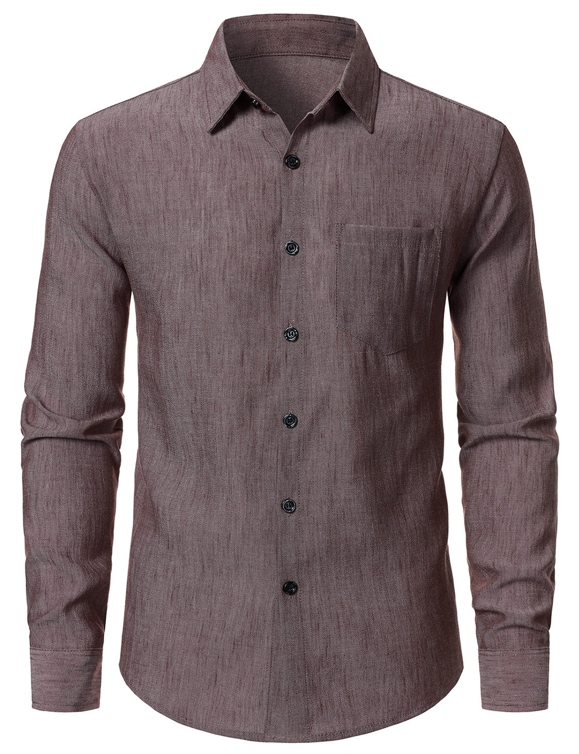 Camisa Brown casual de manga larga para hombre