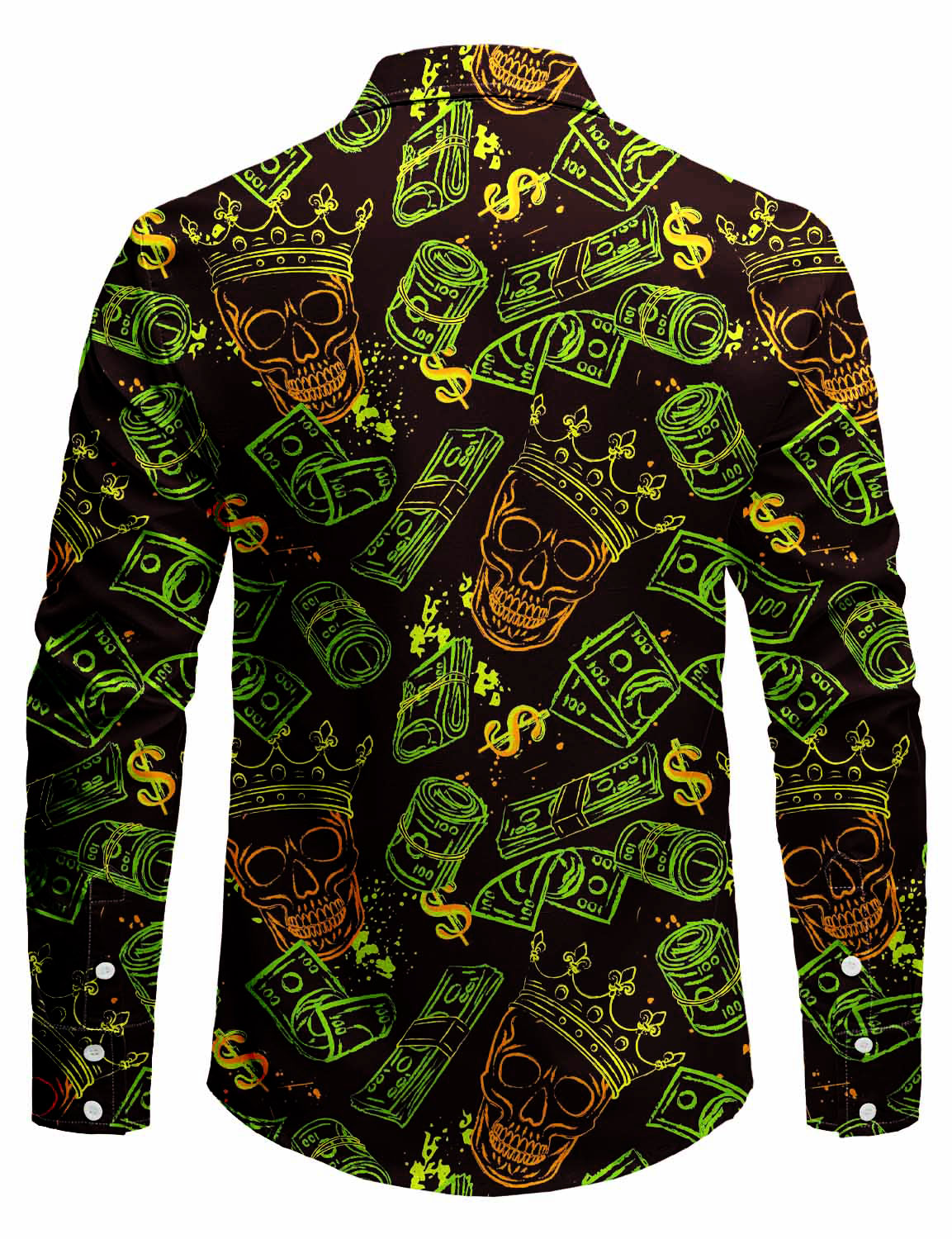 Camisa Holiday casual Cool Crown Skull de manga larga para hombre