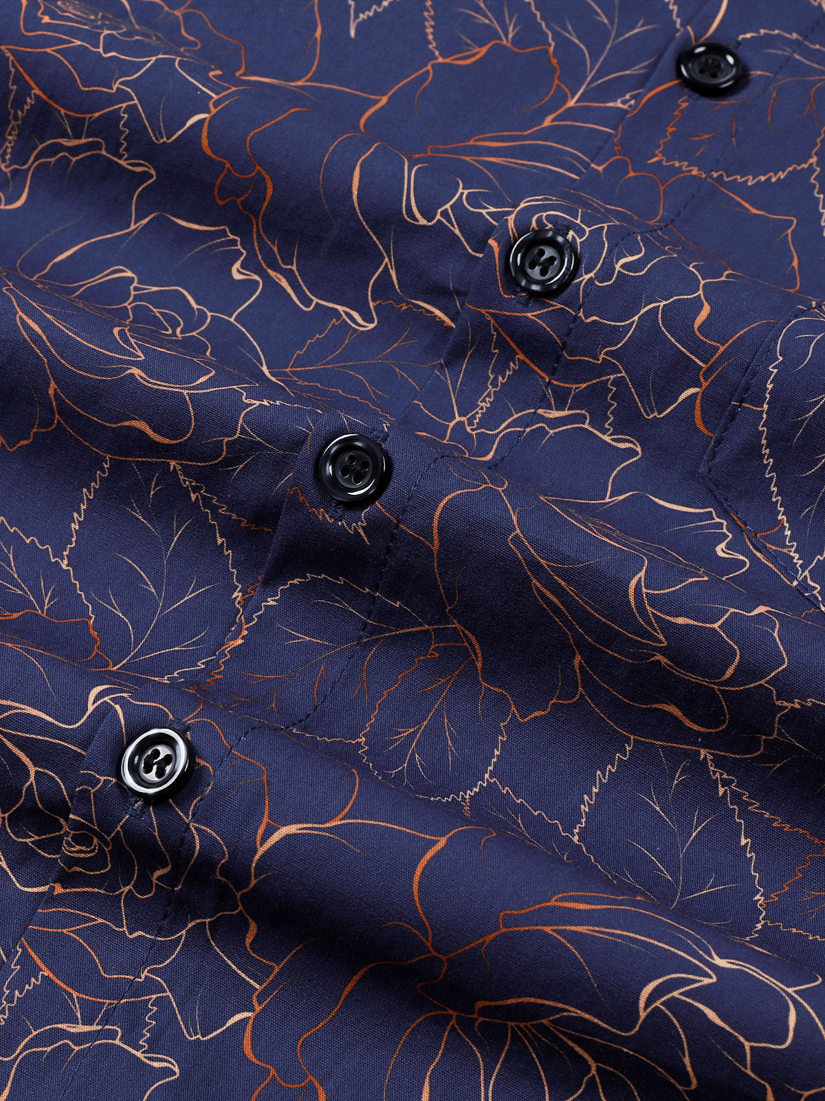 Camisa Blue casual floral estampado de manga larga para hombre
