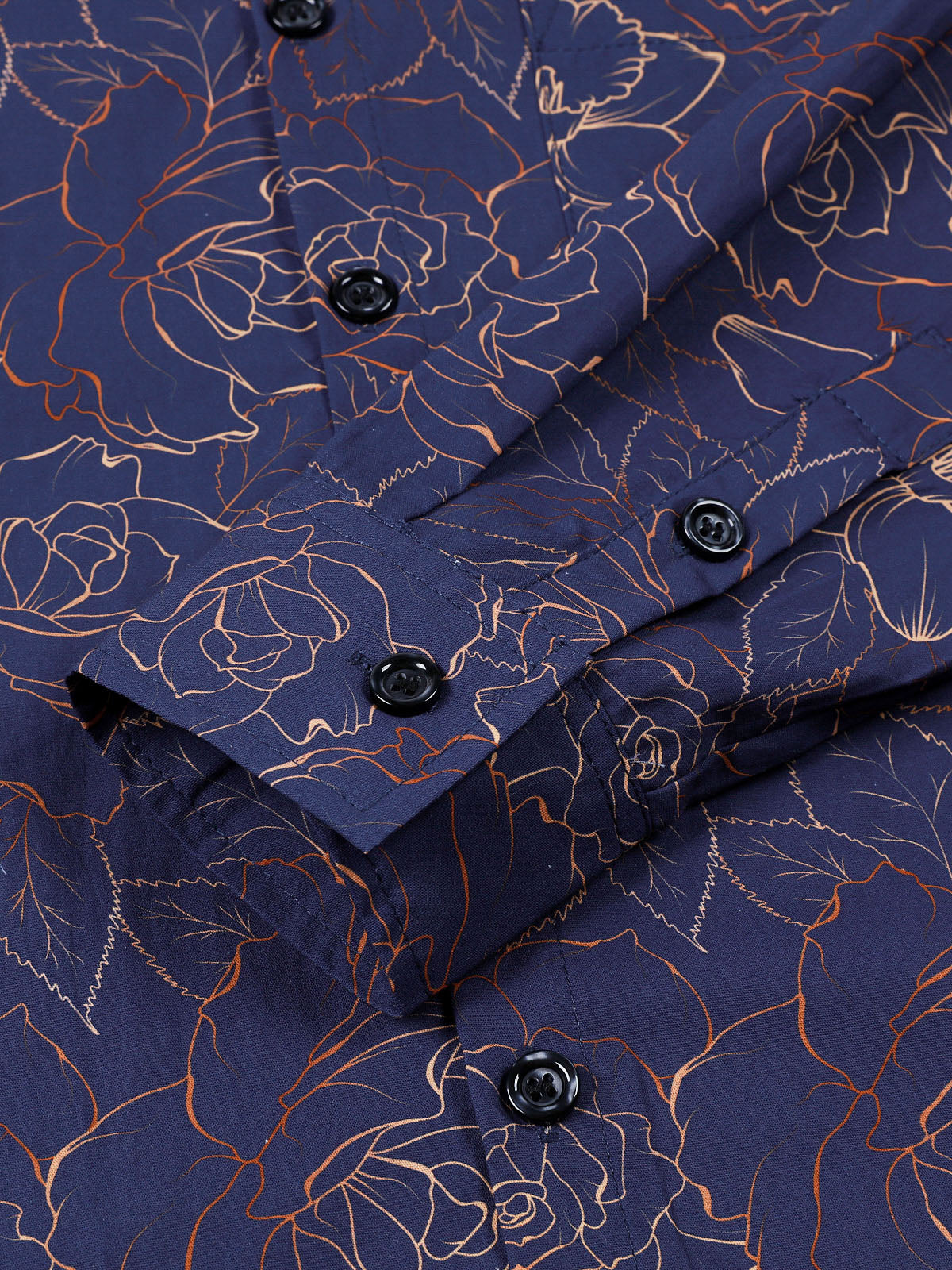 Camisa Blue casual floral estampado de manga larga para hombre