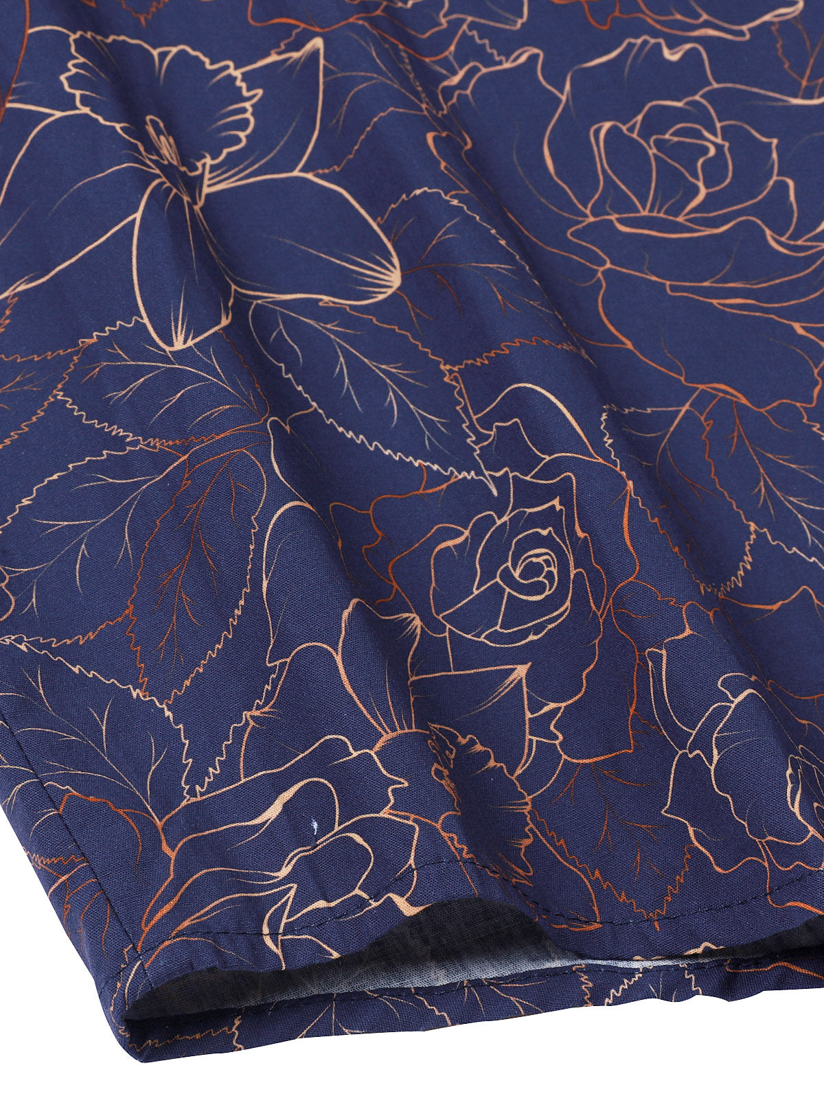 Camisa Blue casual floral estampado de manga larga para hombre