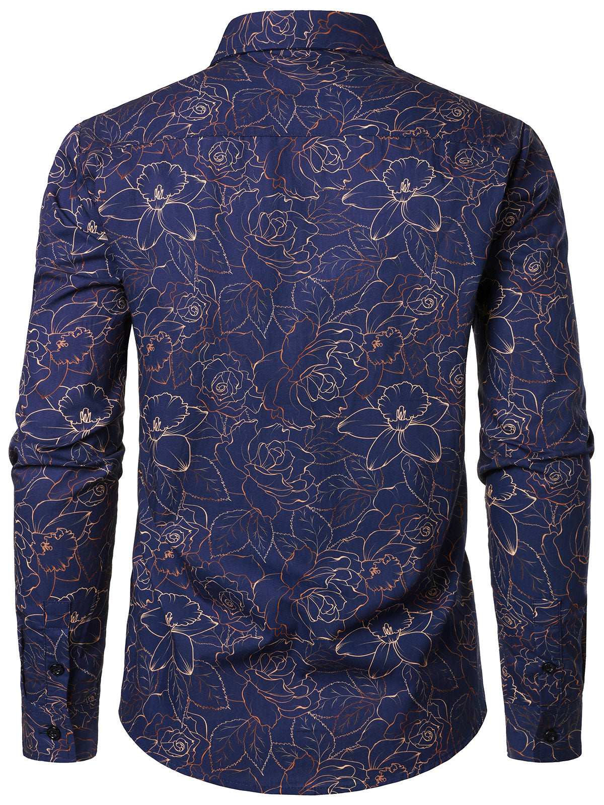 Camisa Blue casual floral estampado de manga larga para hombre