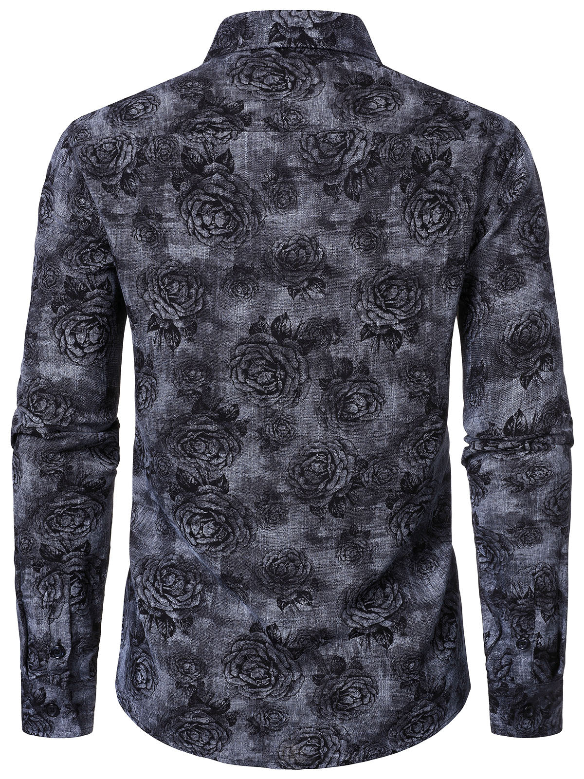 Camisa casual Rose floral de manga larga para hombre