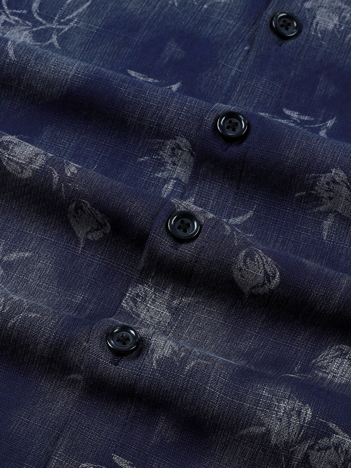 Camisa Blue vintage Art floral de manga larga para hombre