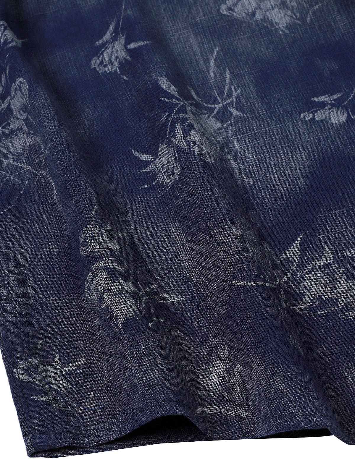 Camisa Blue vintage Art floral de manga larga para hombre