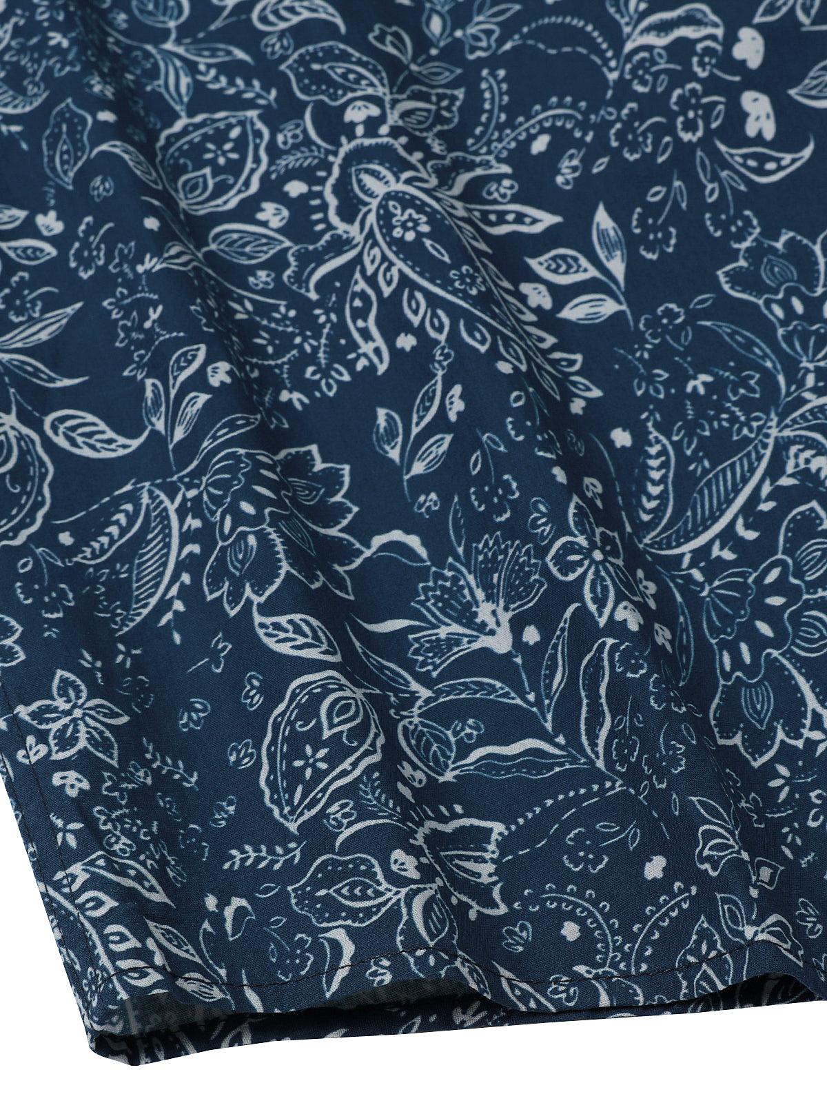 Camisa Paisley floral de algodón Blue de manga larga para hombre