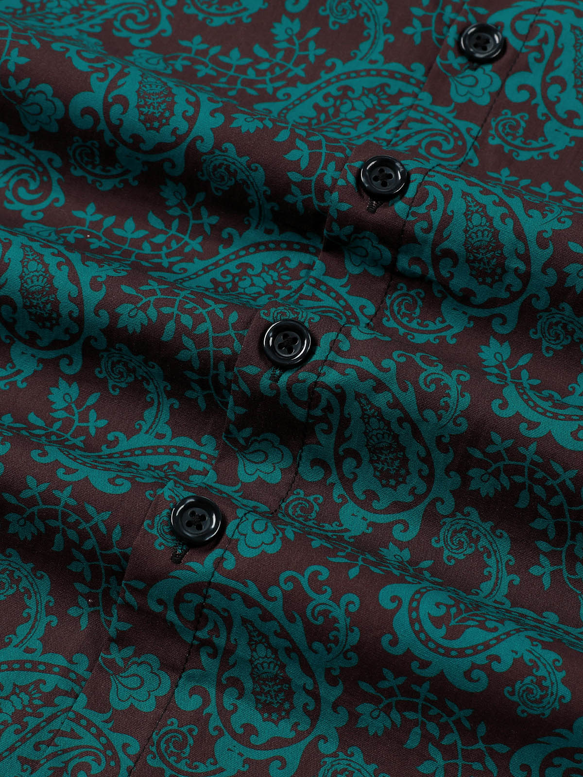 Camisa Paisley floral Green de algodón de manga larga para hombre