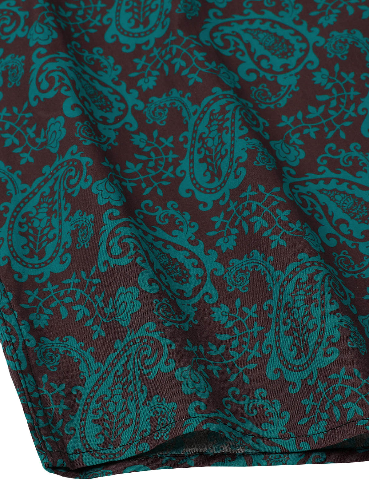 Camisa Paisley floral Green de algodón de manga larga para hombre