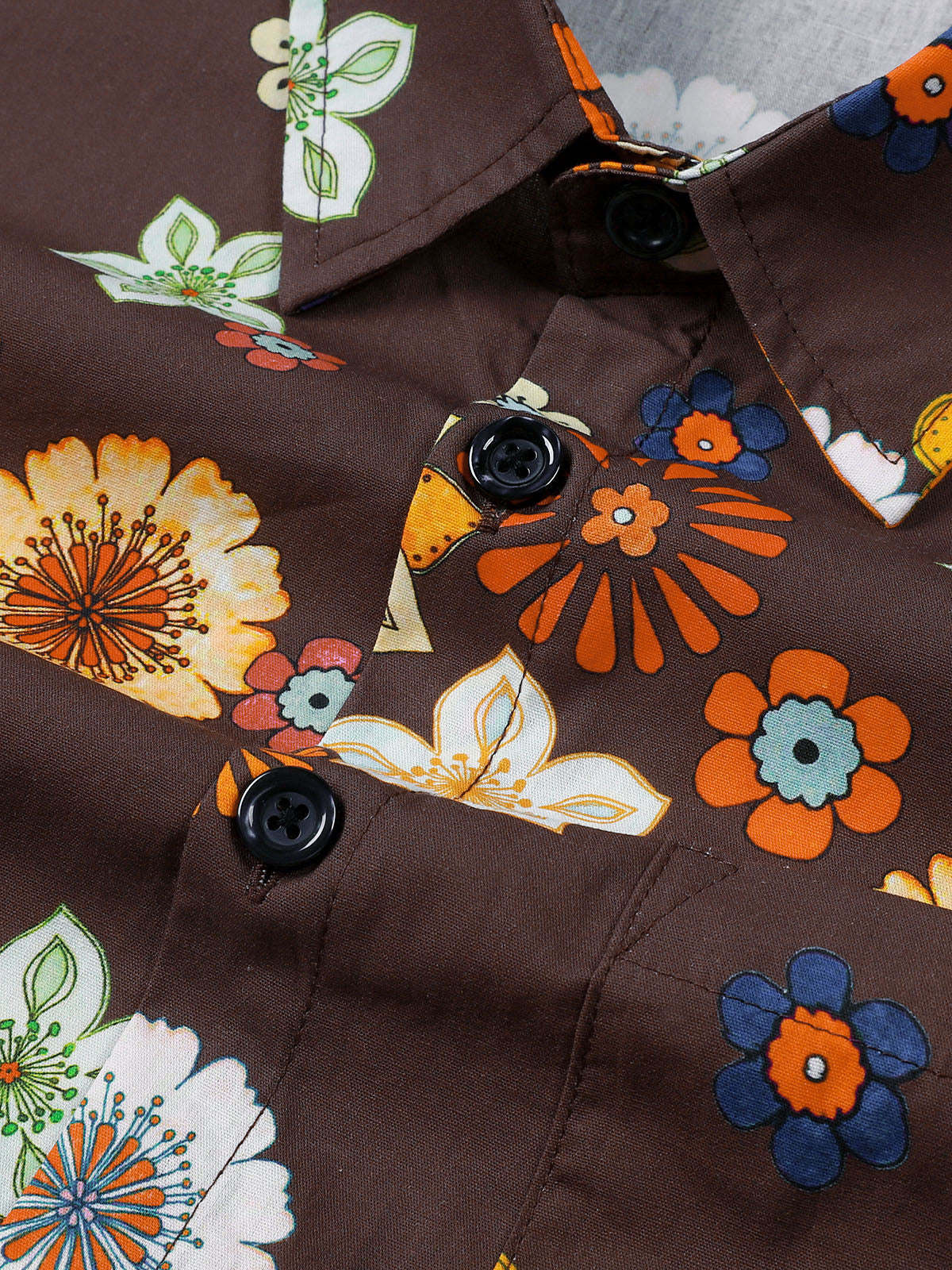 Camisa vintage floral estampado de manga larga para hombre