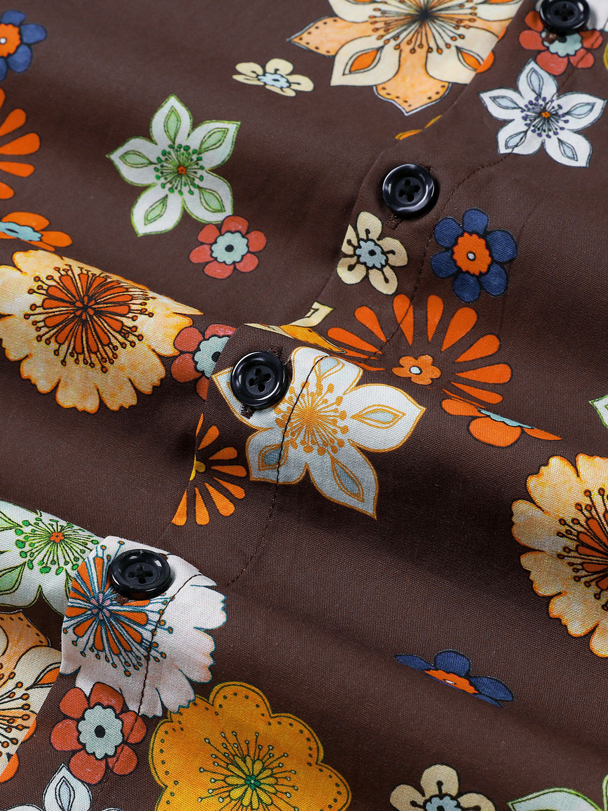 Camisa vintage floral estampado de manga larga para hombre