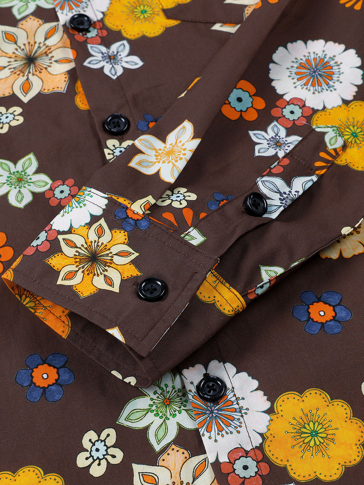 Camisa vintage floral estampado de manga larga para hombre