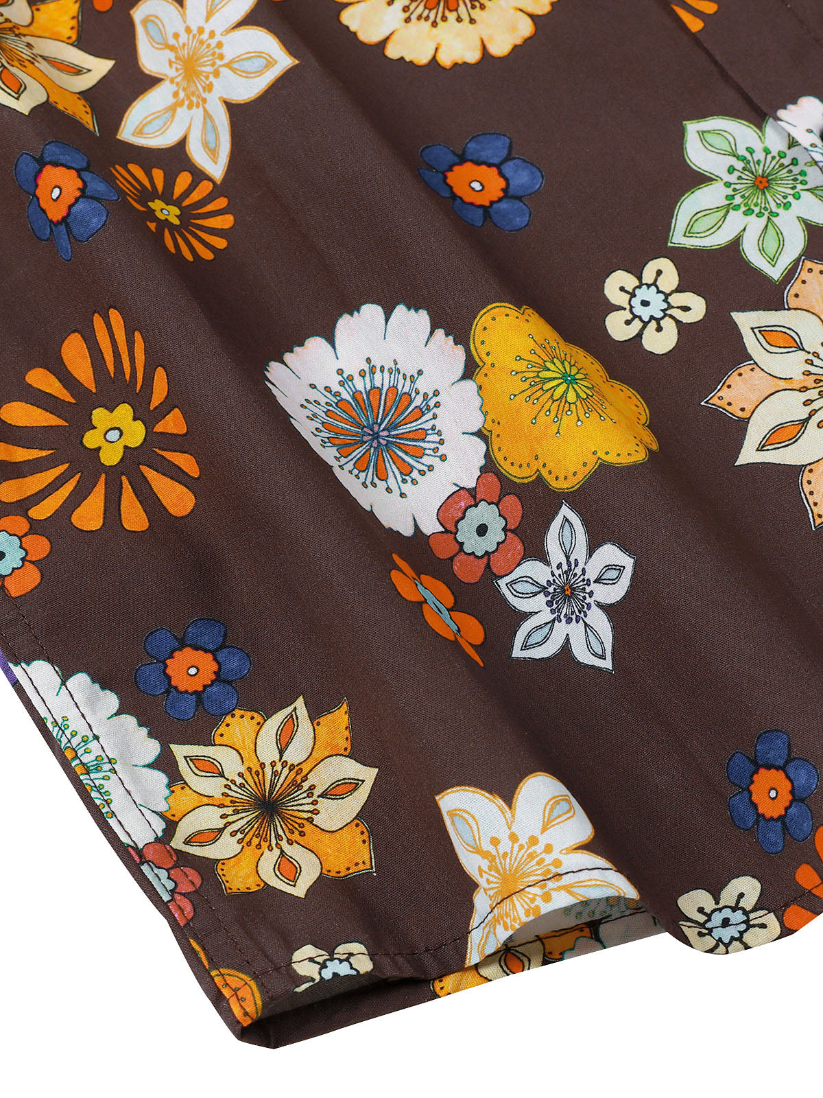 Camisa vintage floral estampado de manga larga para hombre