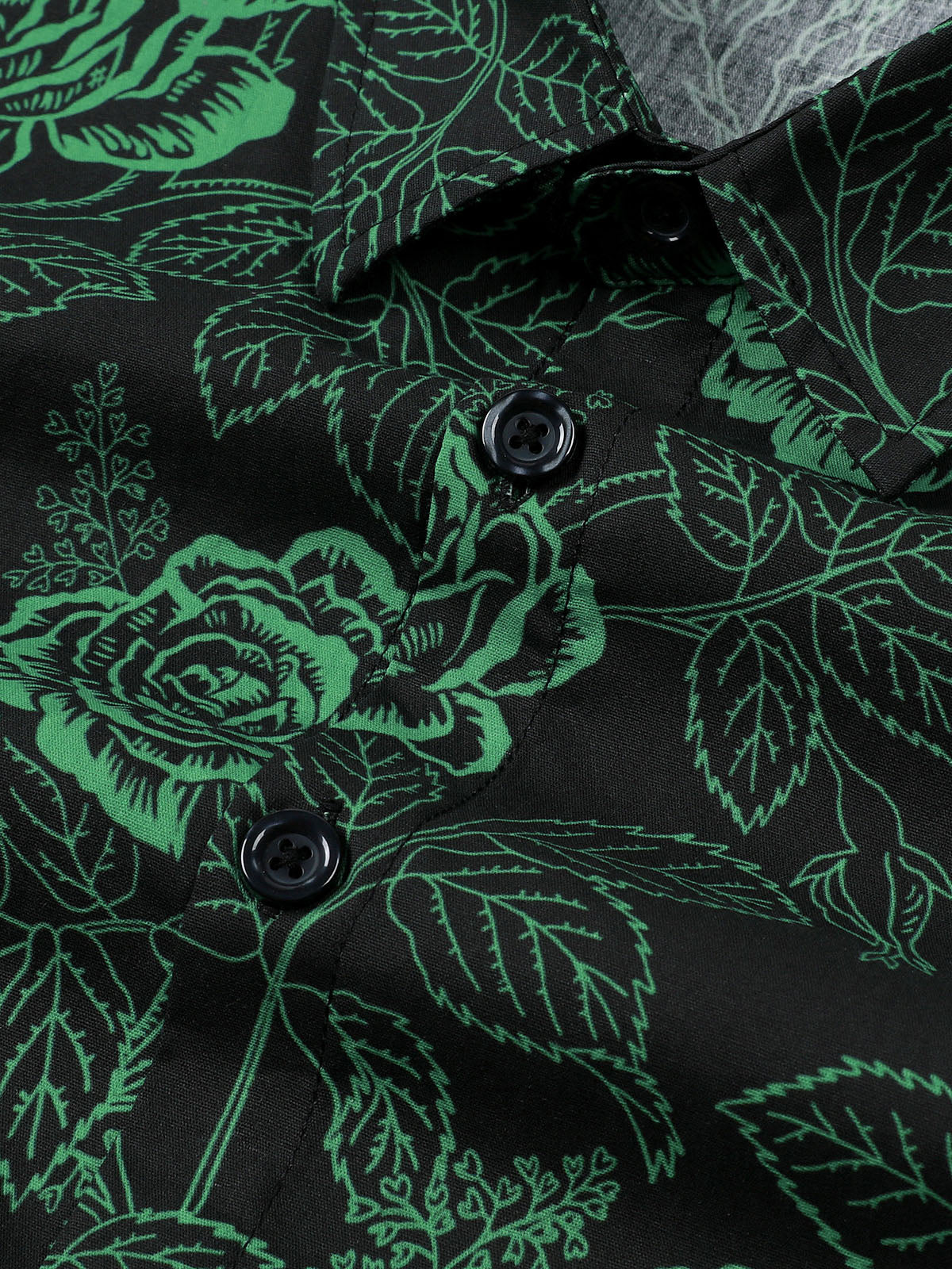 Camisa Green Rose floral de manga larga para hombre