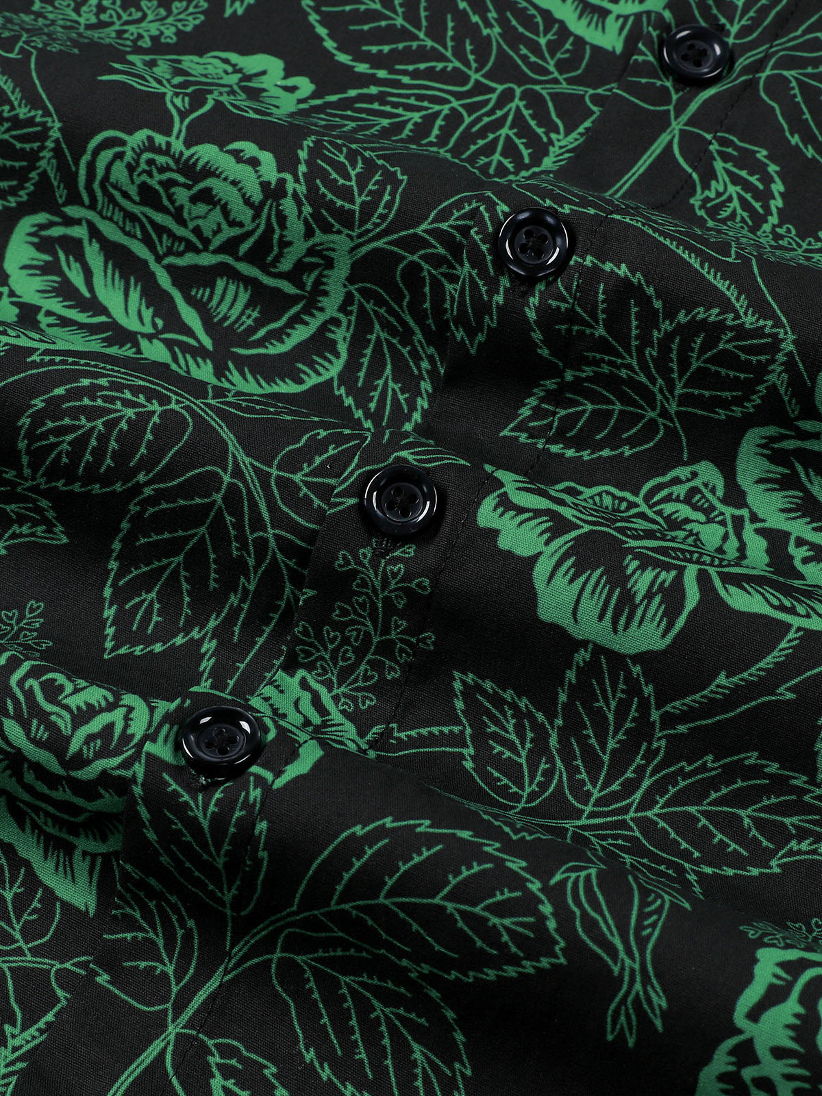 Camisa Green Rose floral de manga larga para hombre