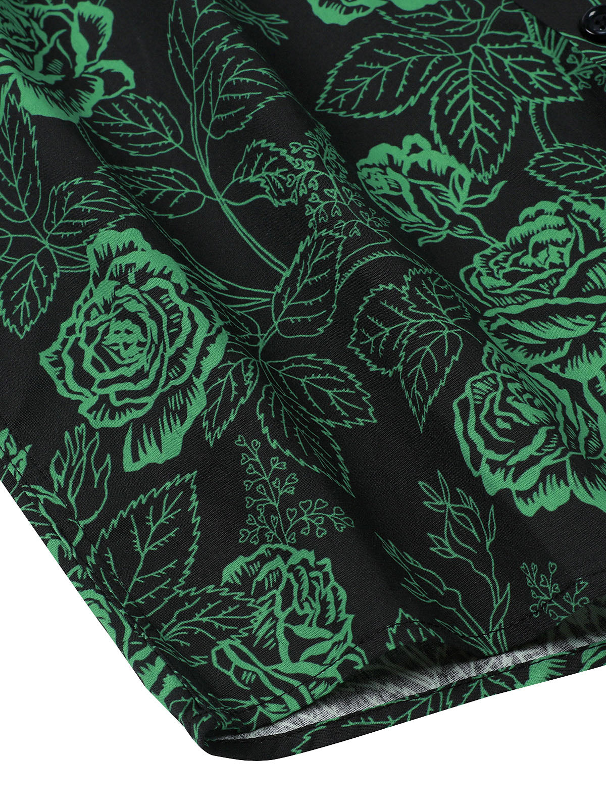 Camisa Green Rose floral de manga larga para hombre