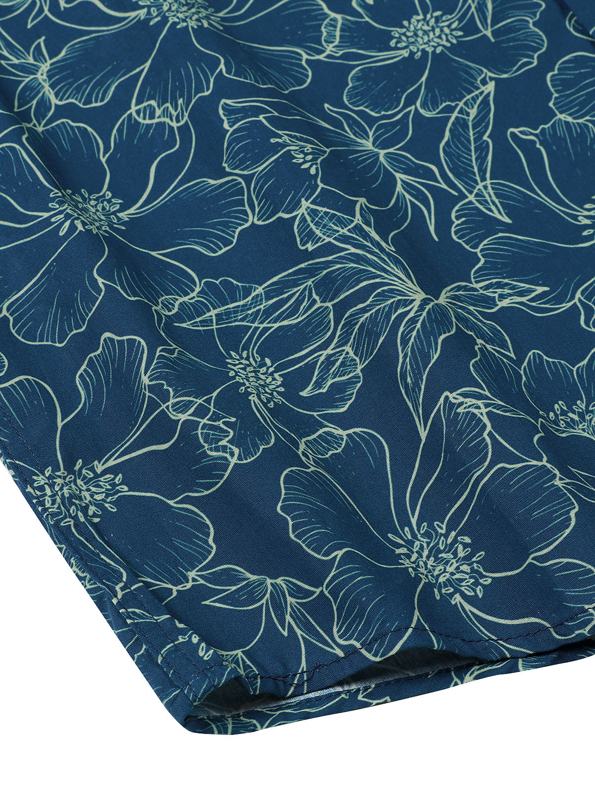 Camisa de algodón floral Blue de manga larga para hombre