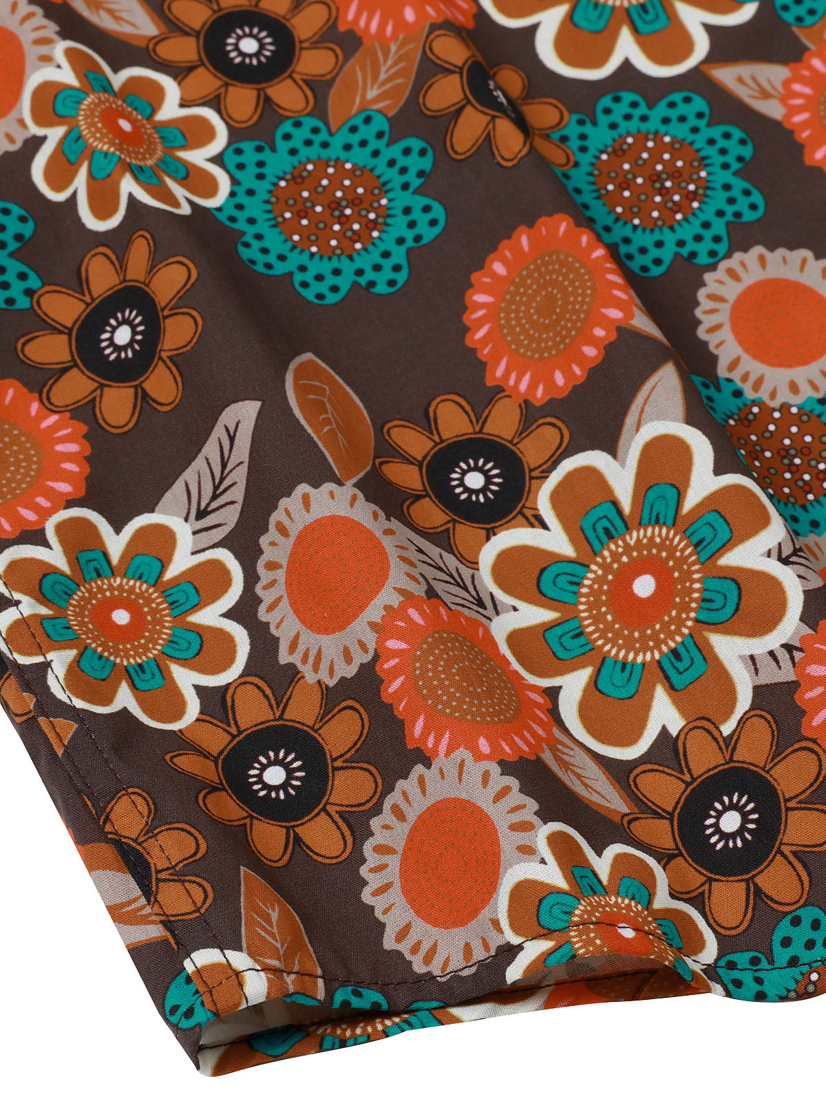 Camisa vintage 70s de algodón floral de manga larga para hombre