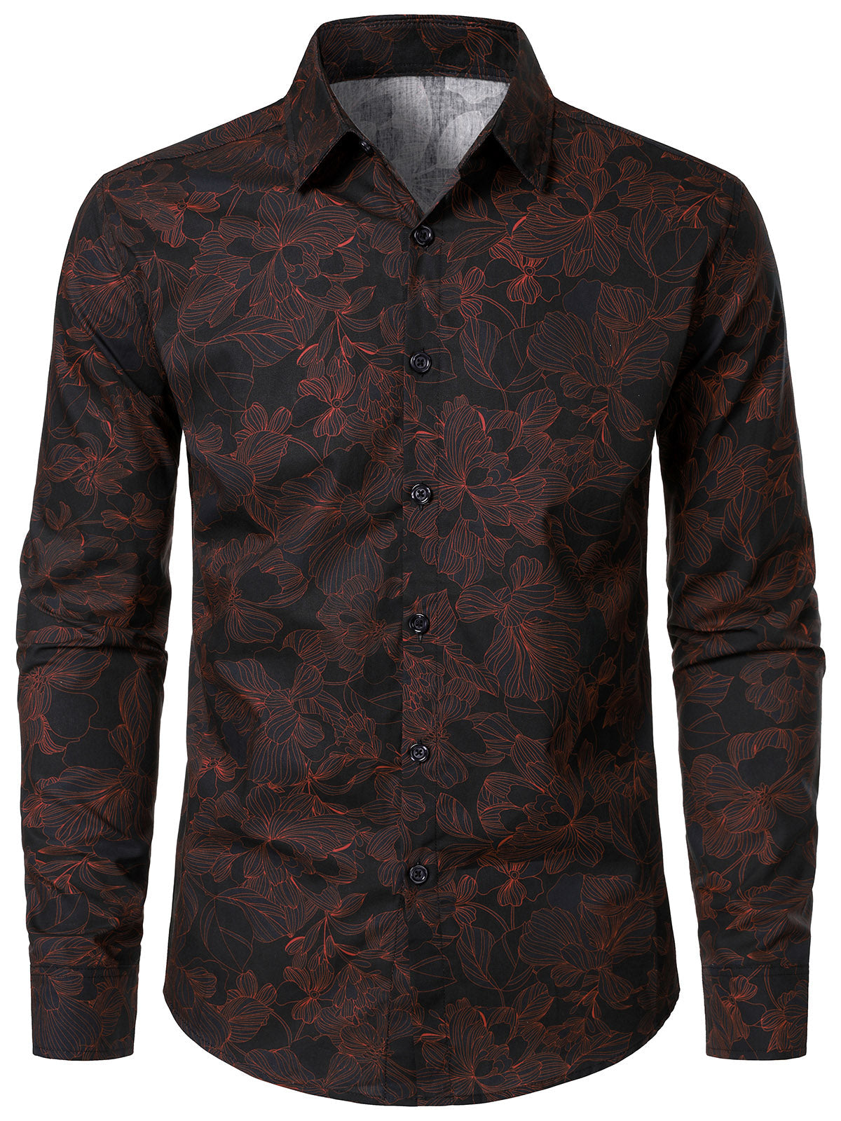 Camisa vintage de algodón floral Blue de manga larga para hombre