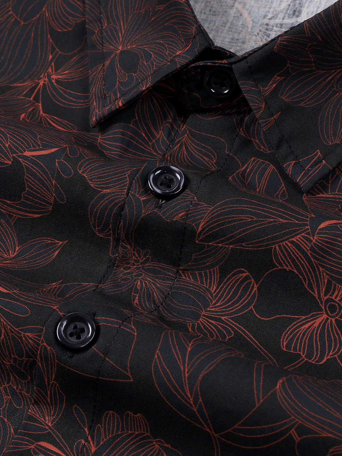 Camisa vintage de algodón floral Blue de manga larga para hombre