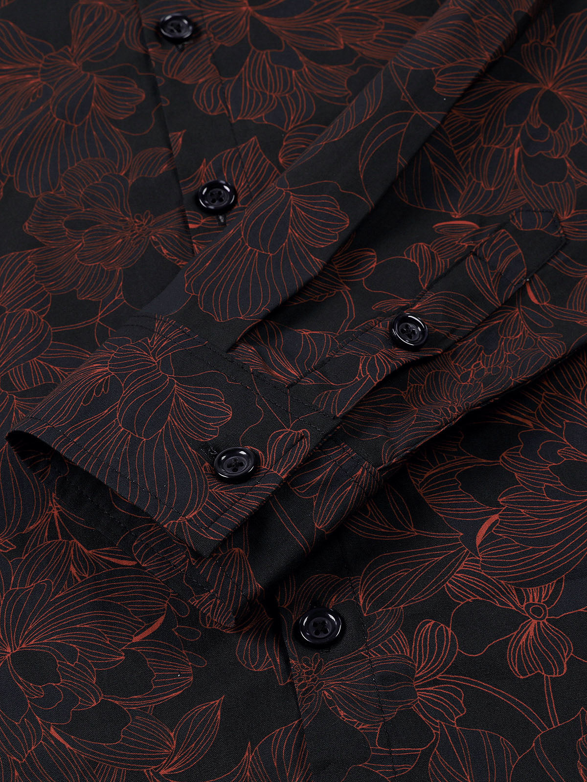 Camisa vintage de algodón floral Blue de manga larga para hombre