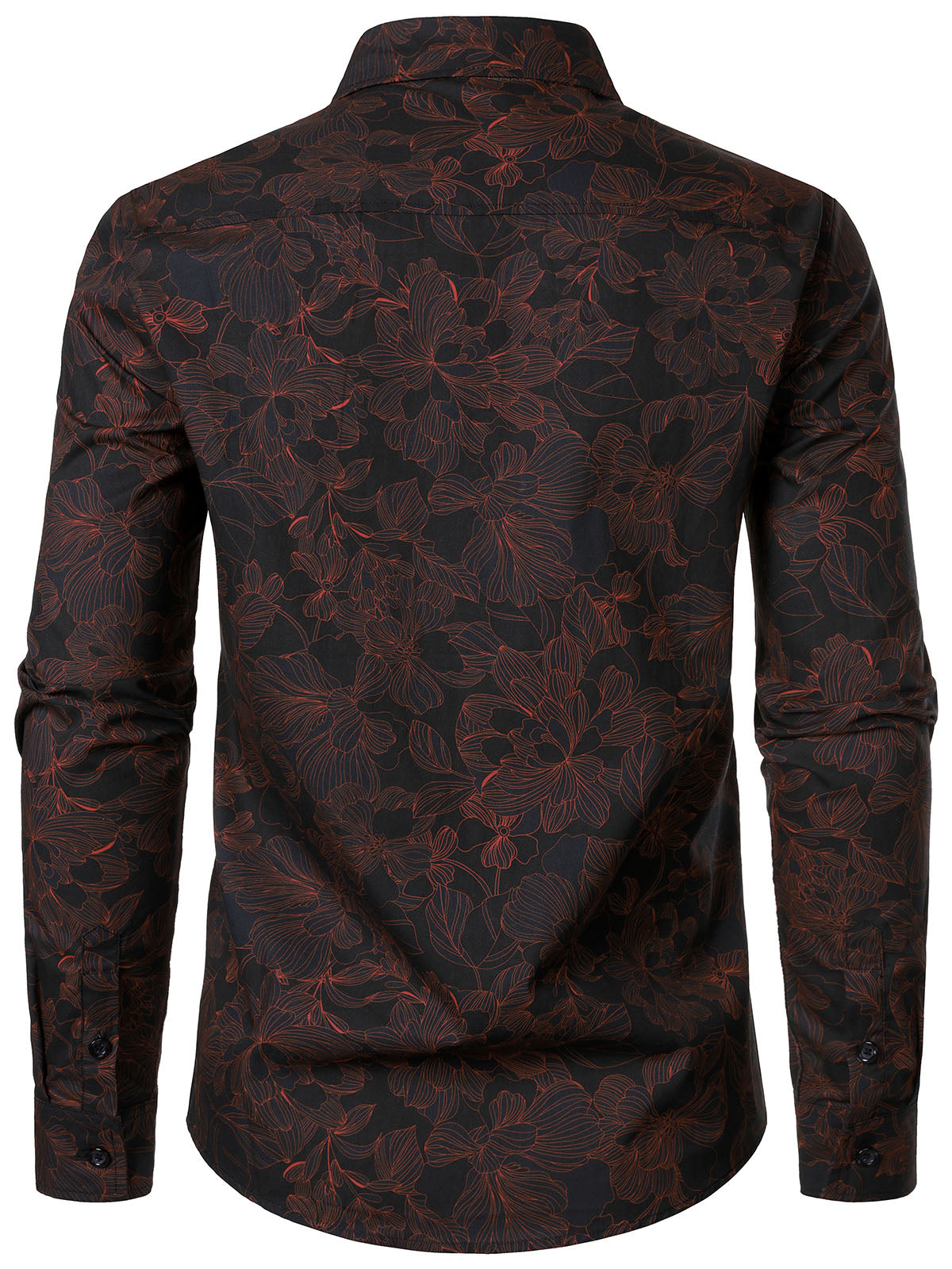 Camisa vintage de algodón floral Blue de manga larga para hombre