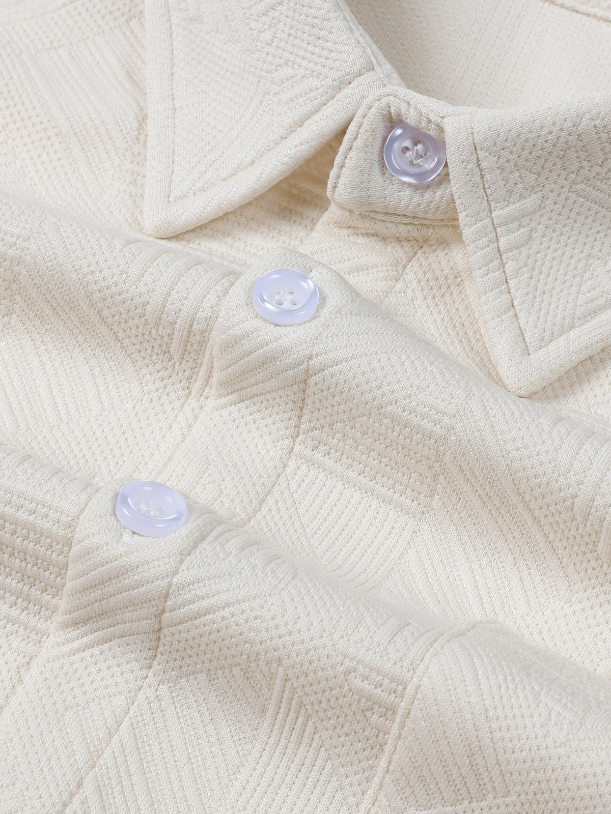Camisa casual Geometric Beige de manga larga para hombre