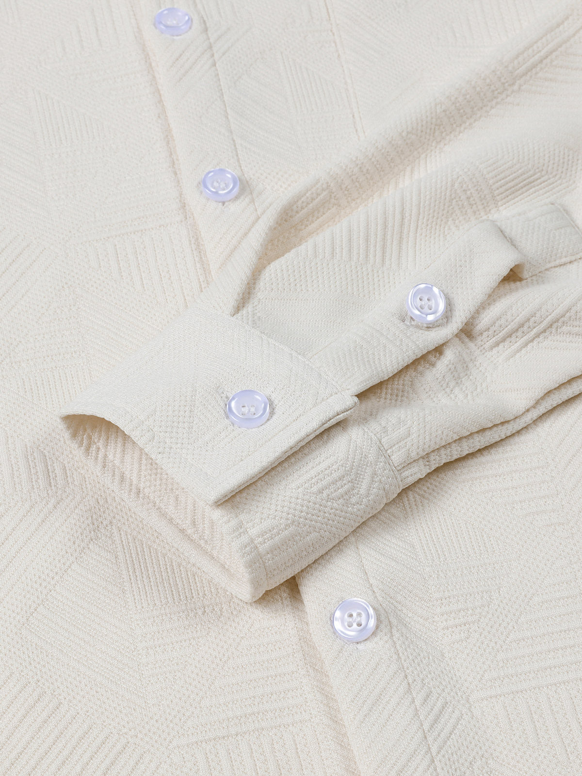 Camisa casual Geometric Beige de manga larga para hombre