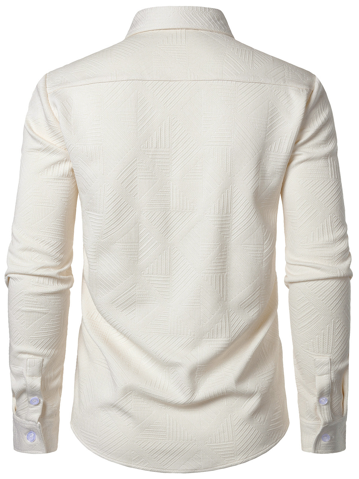 Camisa casual Geometric Beige de manga larga para hombre