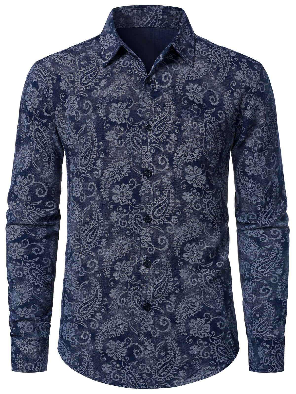 Camisa Paisley floral Blue de manga larga para hombre
