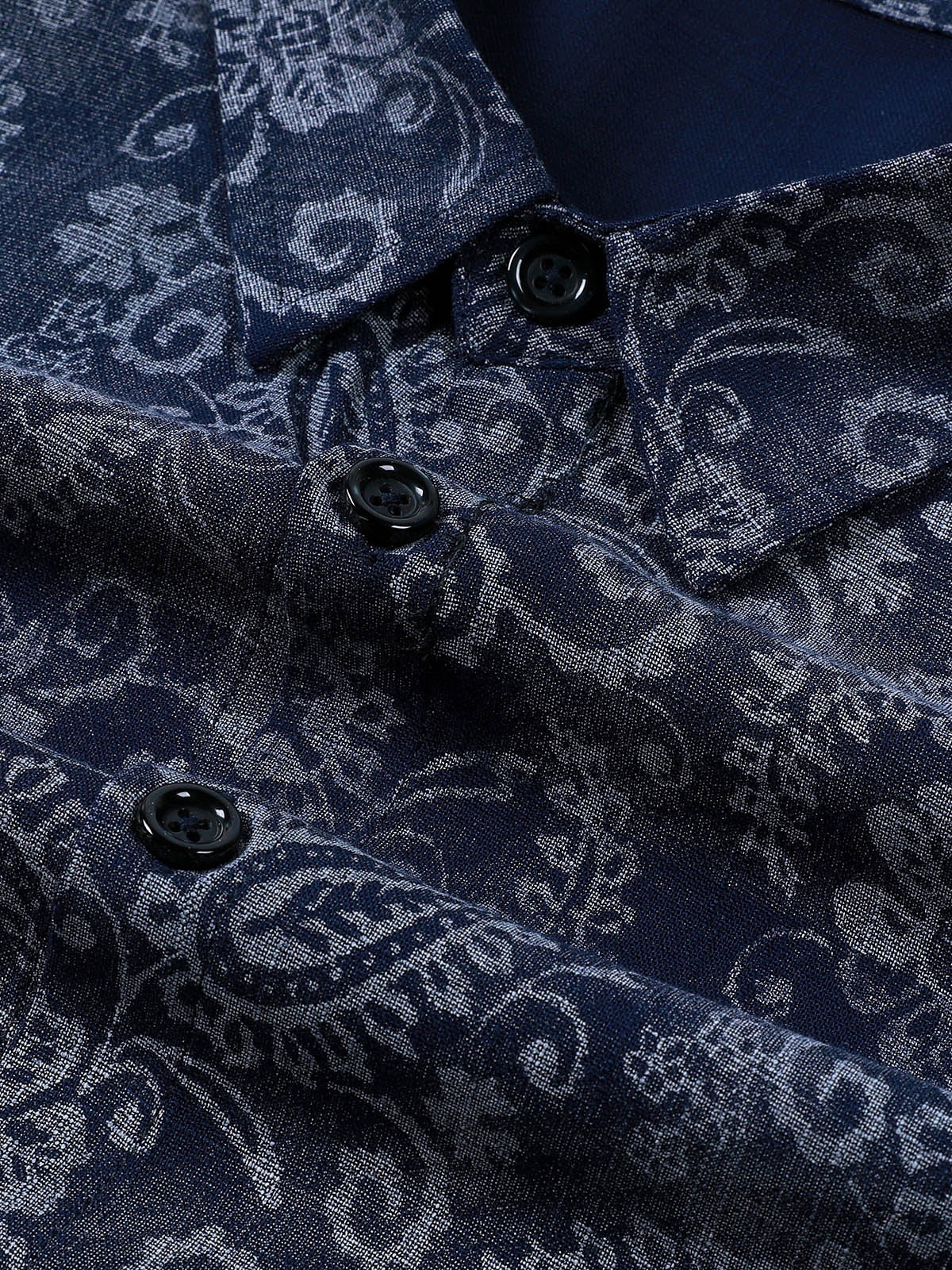 Camisa Paisley floral Blue de manga larga para hombre