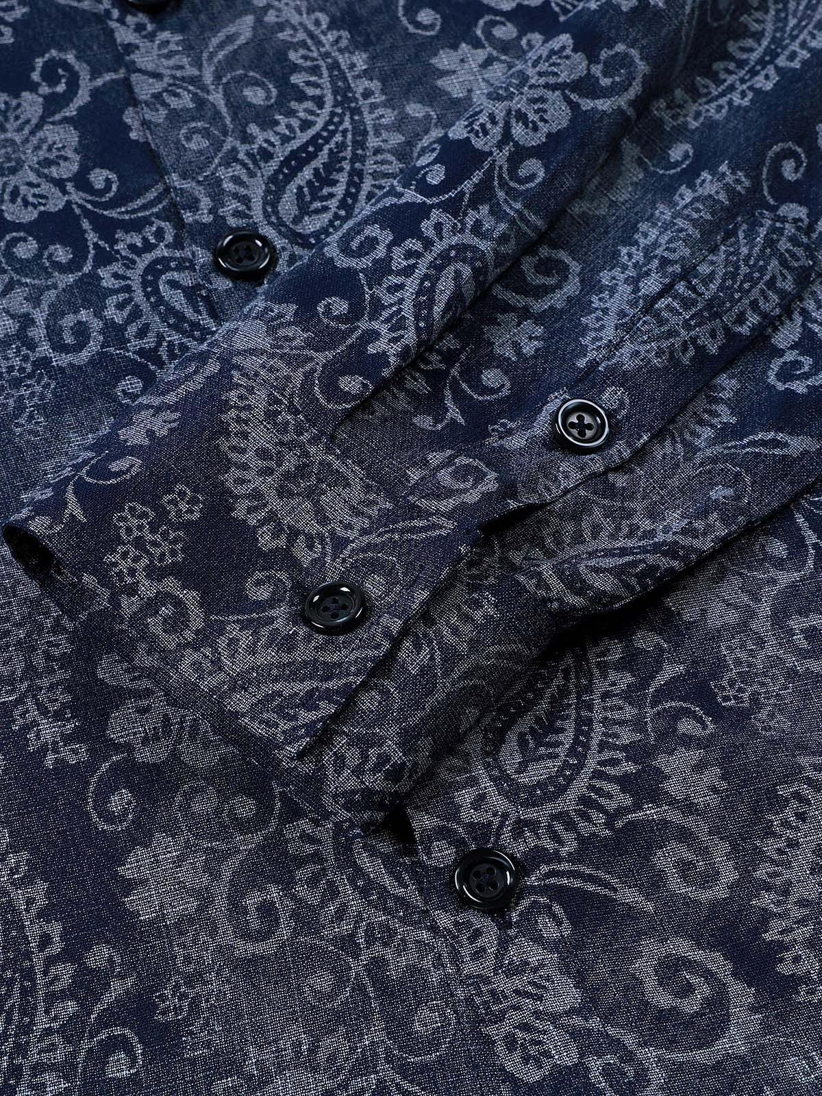 Camisa Paisley floral Blue de manga larga para hombre