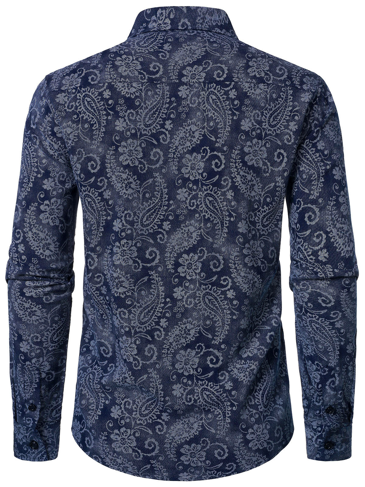 Camisa Paisley floral Blue de manga larga para hombre