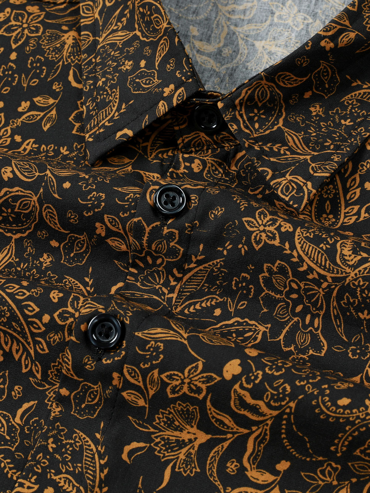 Camisa vintage Paisley floral de manga larga para hombre