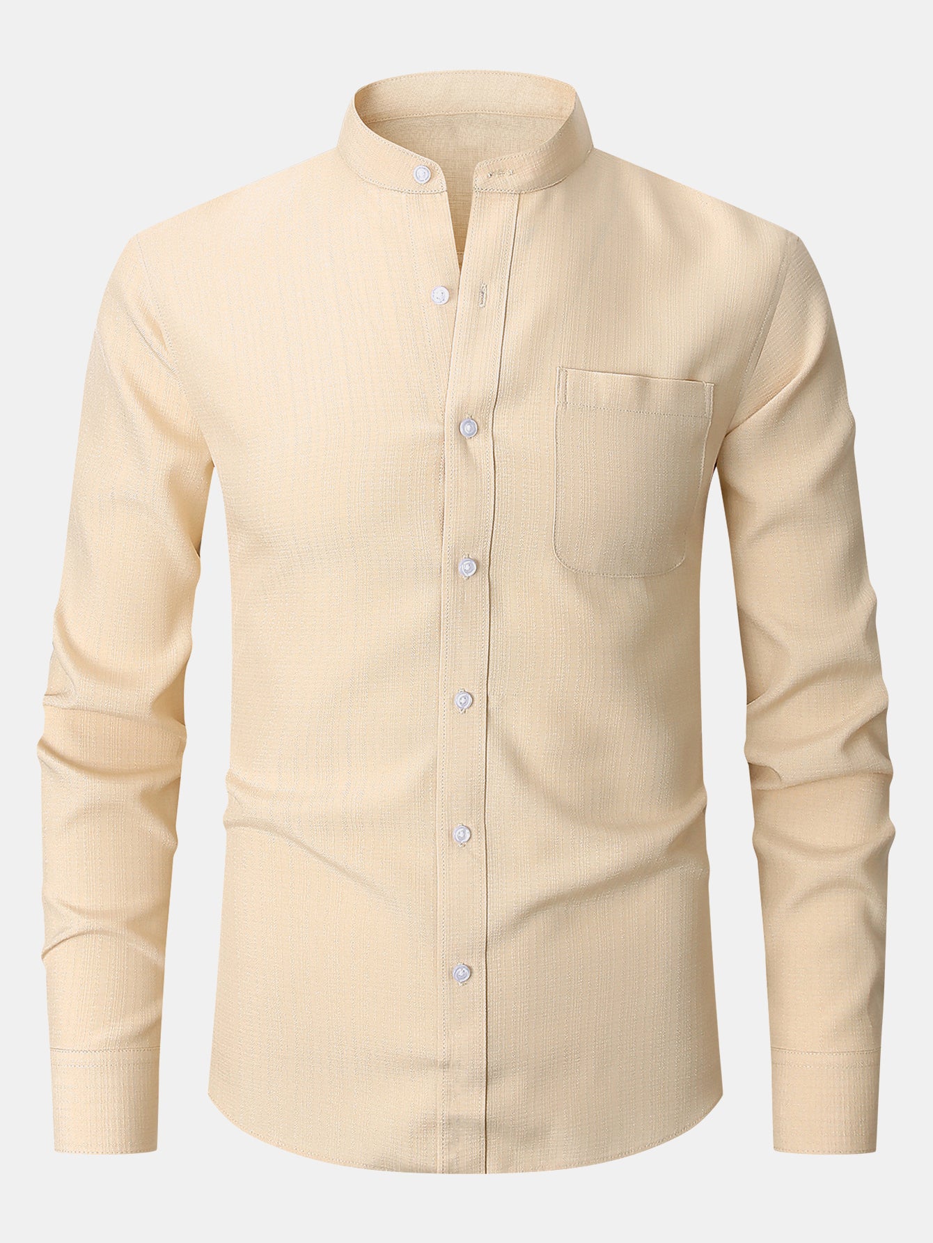 Camisa de manga larga Textured Stand Collar