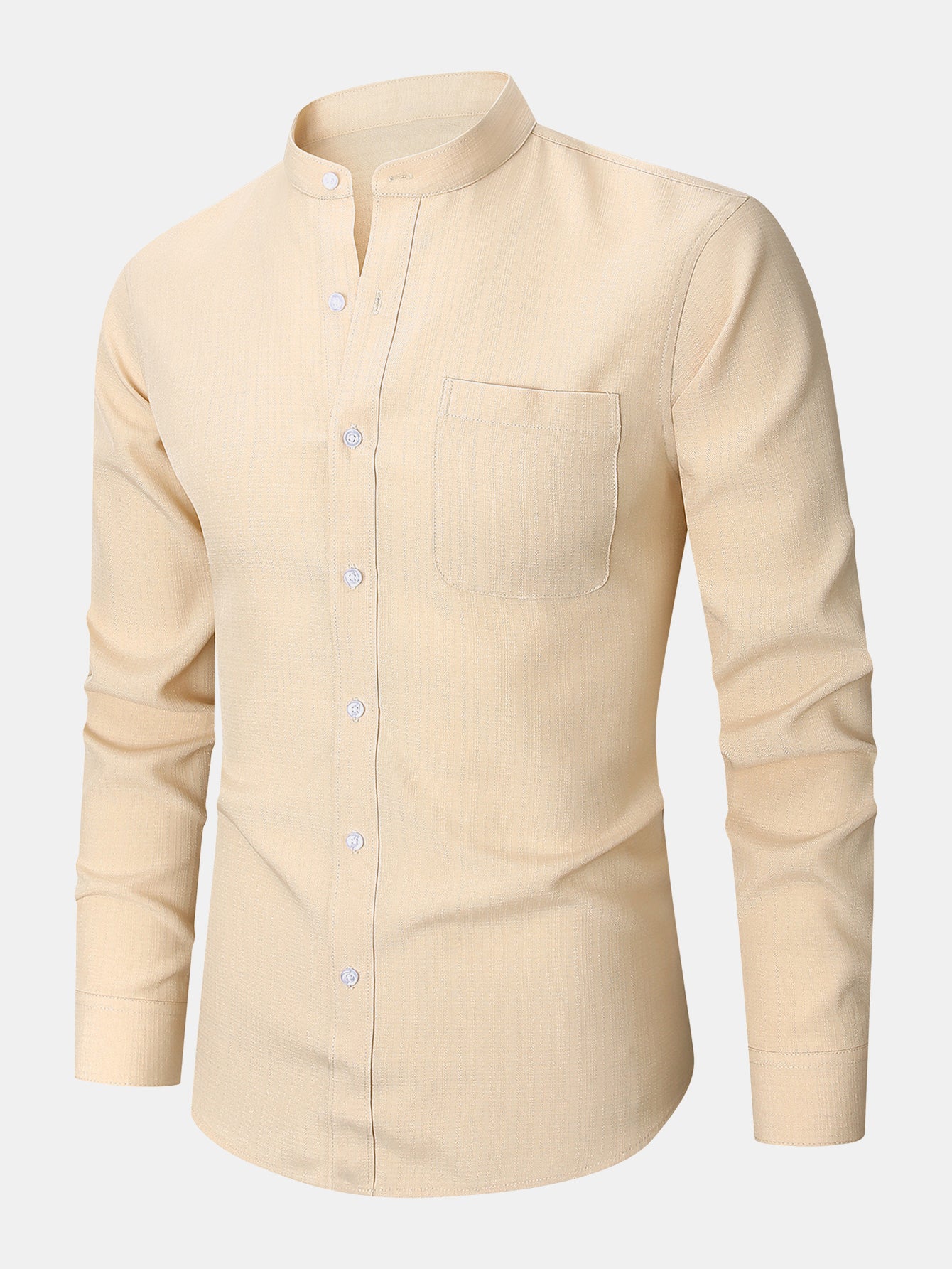 Camisa de manga larga Textured Stand Collar