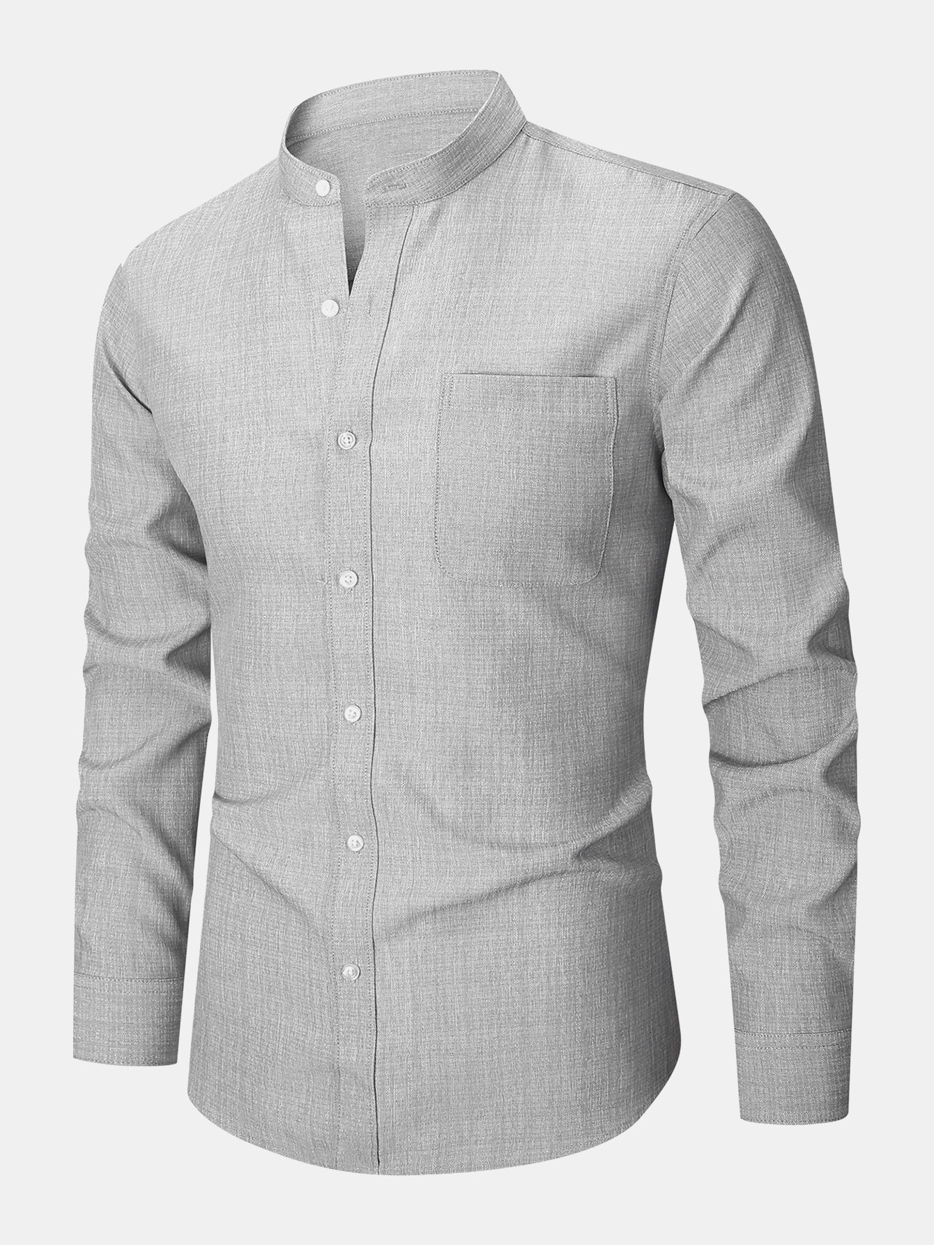 Camisa de manga larga Textured Stand Collar