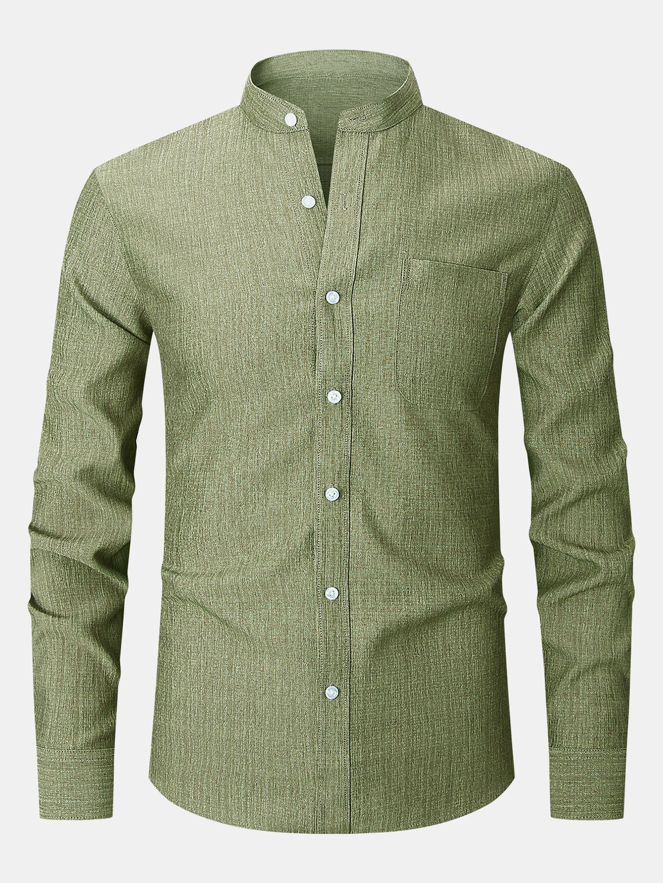 Camisa de manga larga Textured Stand Collar