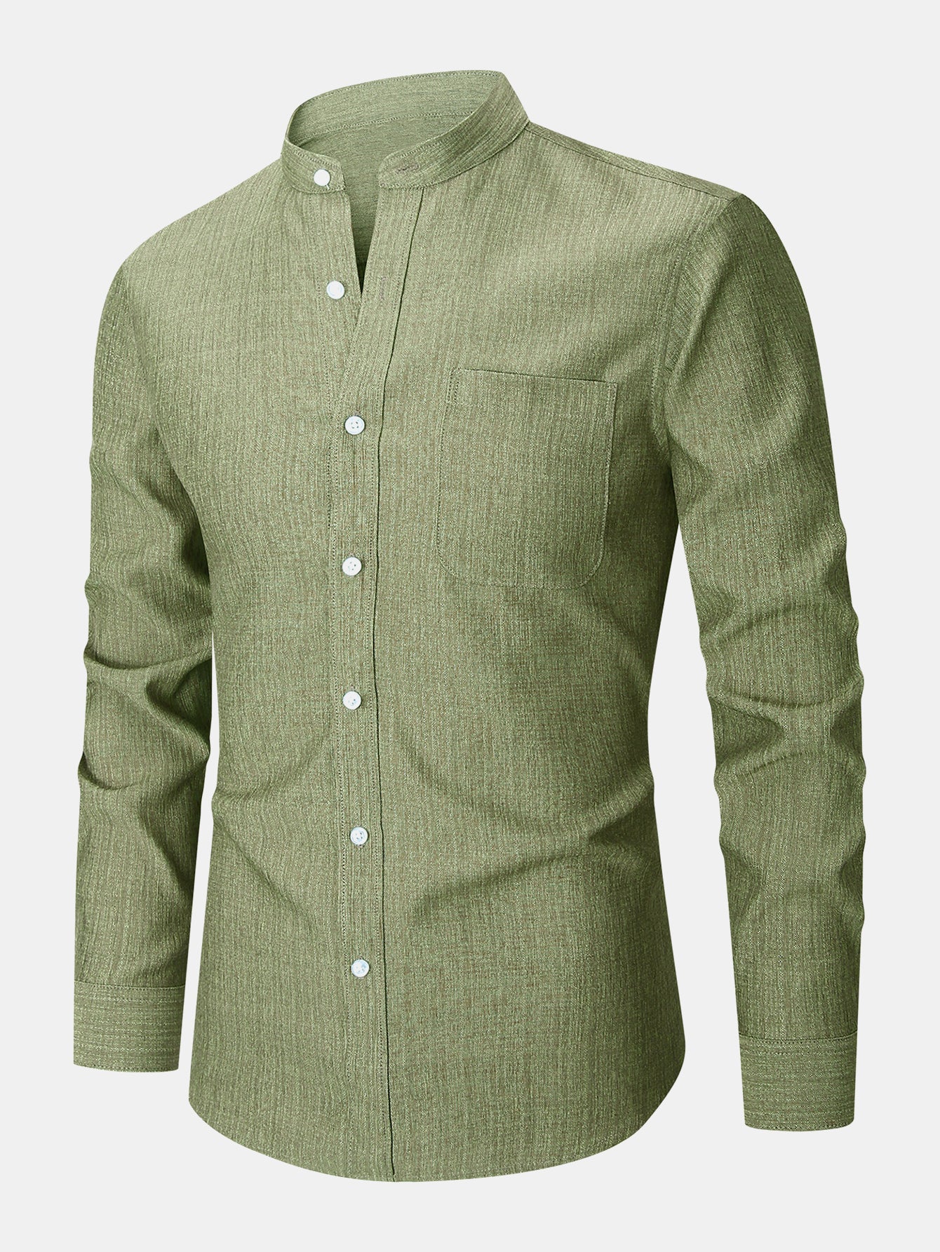Camisa de manga larga Textured Stand Collar