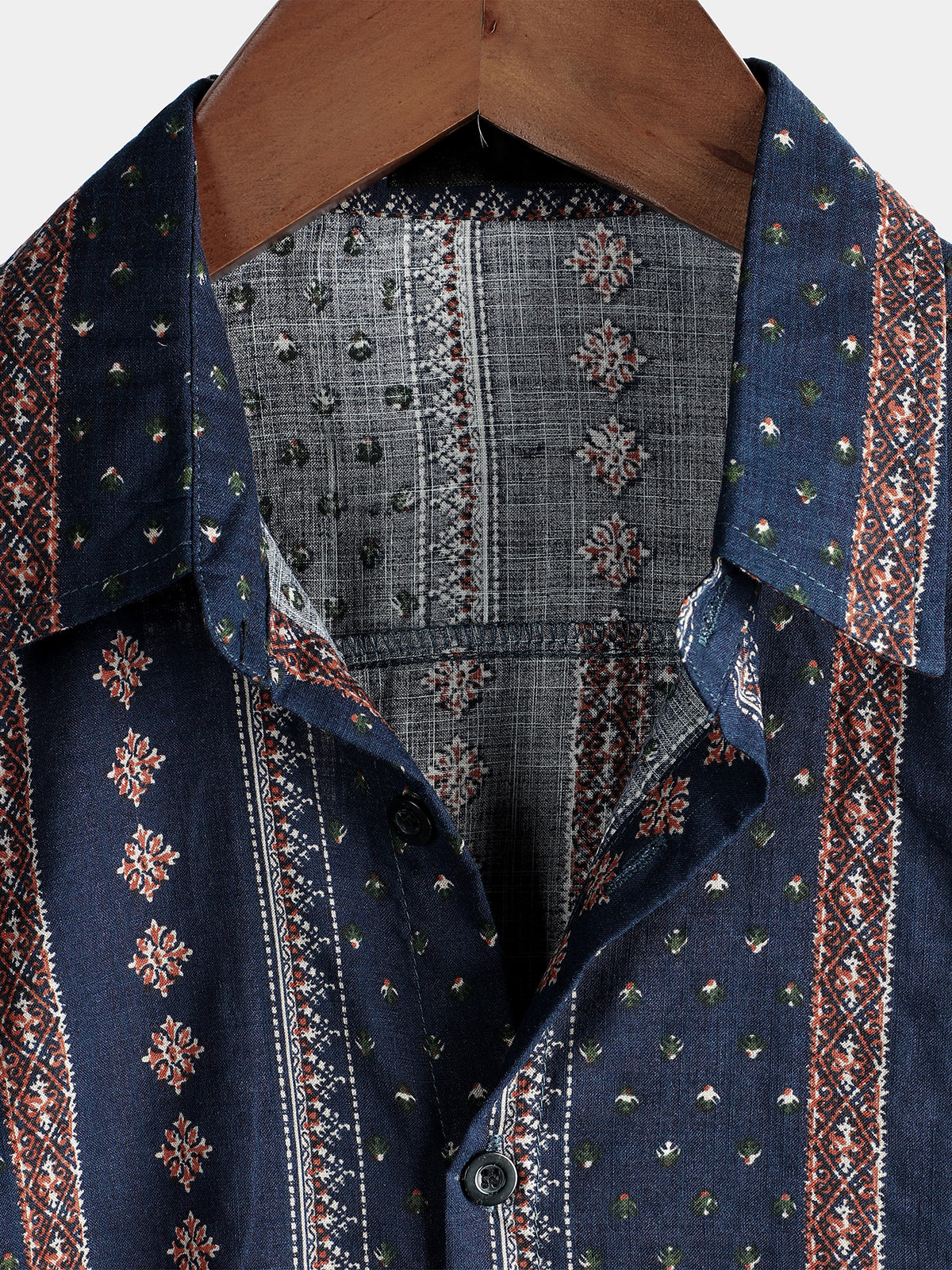 Camisa vintage de algodón Hawaiian de manga corta para hombre