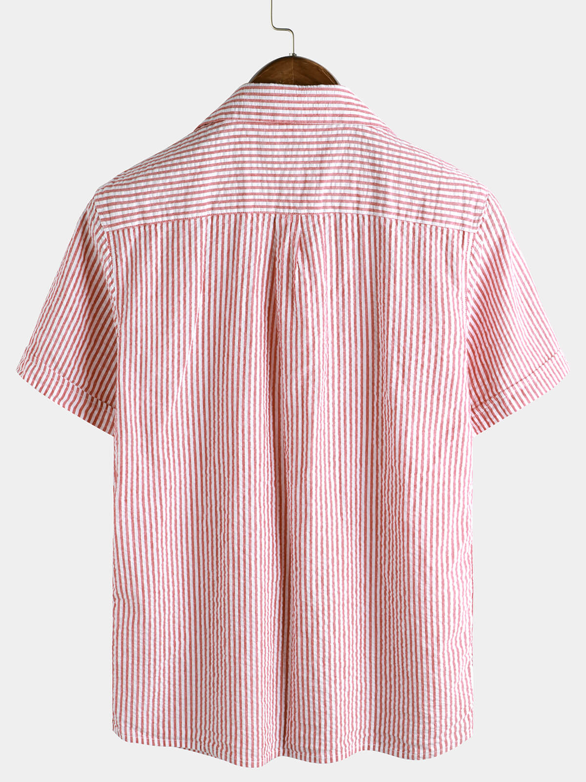 Camisa transpirable a rayas de algodón Button Up Summer Cuban Collar Camp de manga corta Beach para hombre