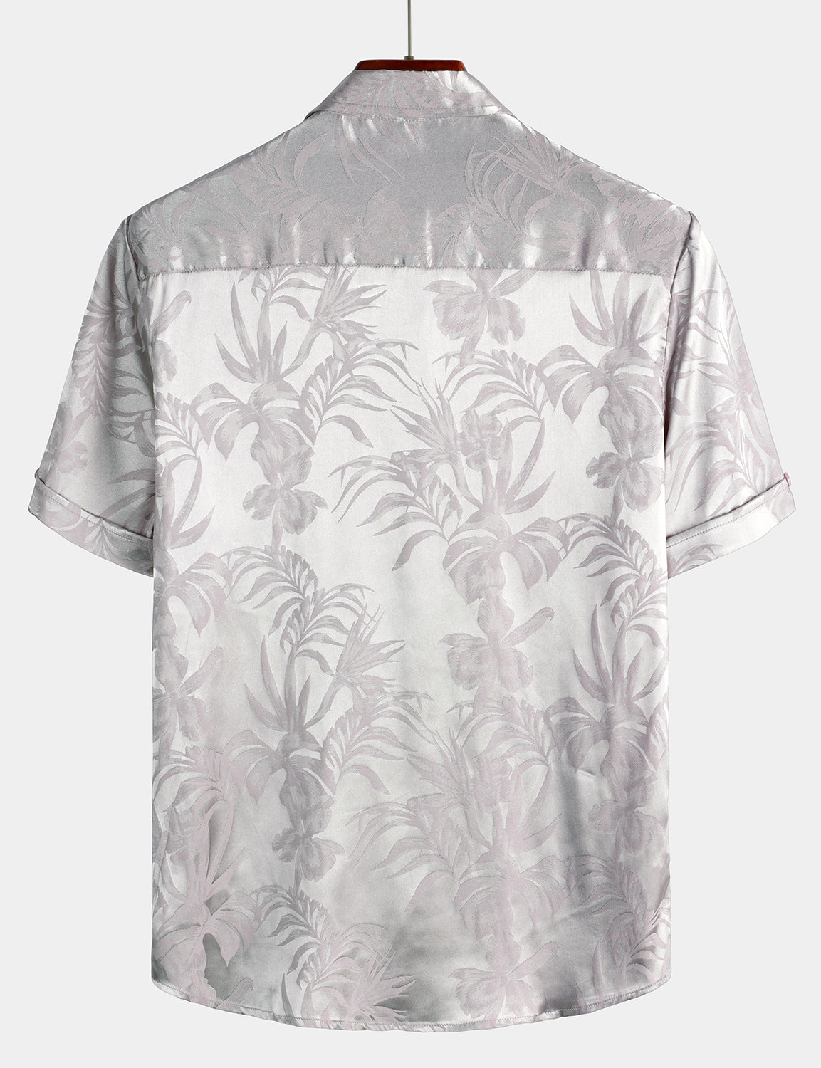 Camisa Summer Jacquard casual Elegant Button Up Pocket de manga corta Beach para hombre