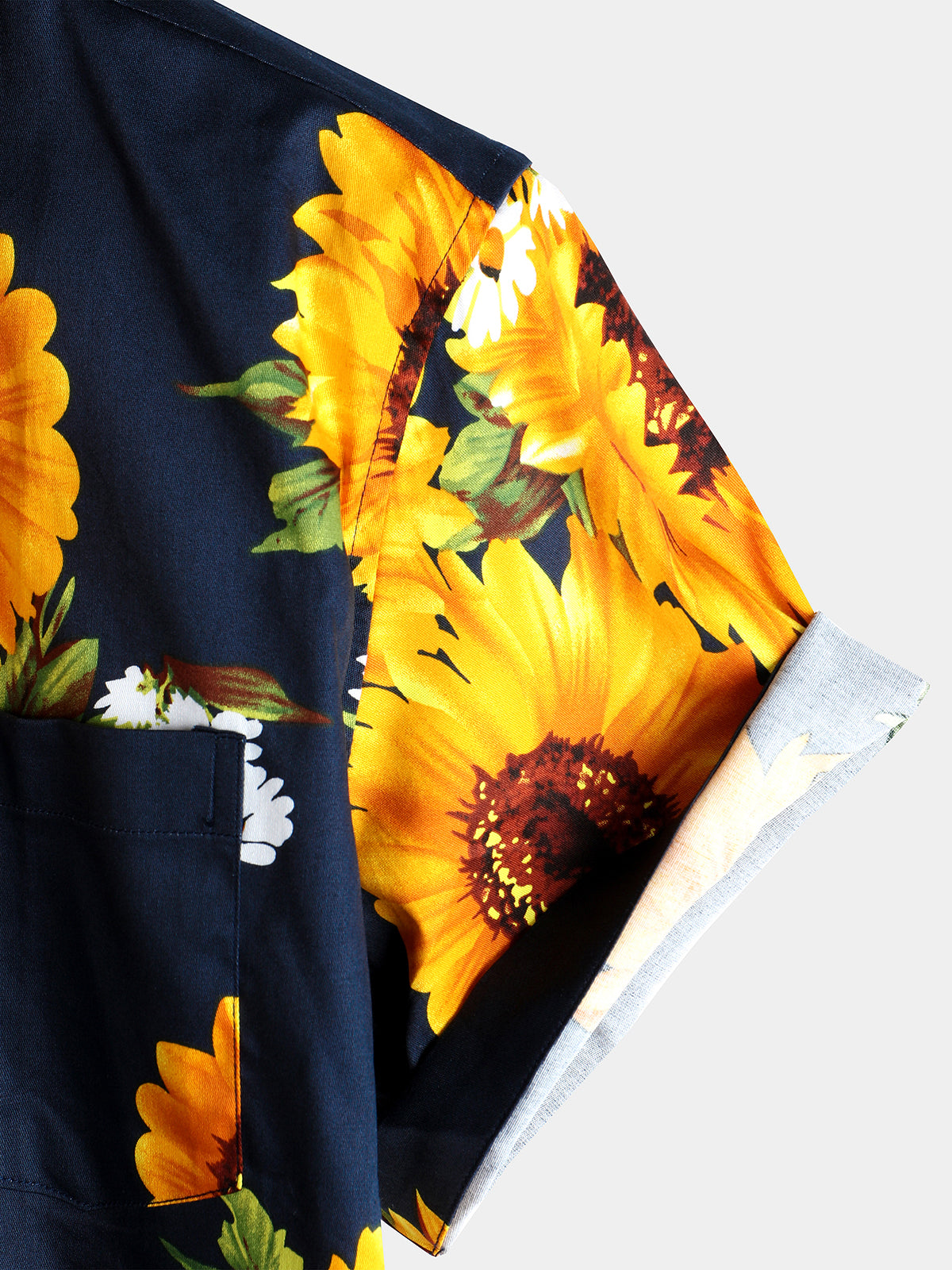 Camisa vintage Sunflower Pocket de manga corta para hombre