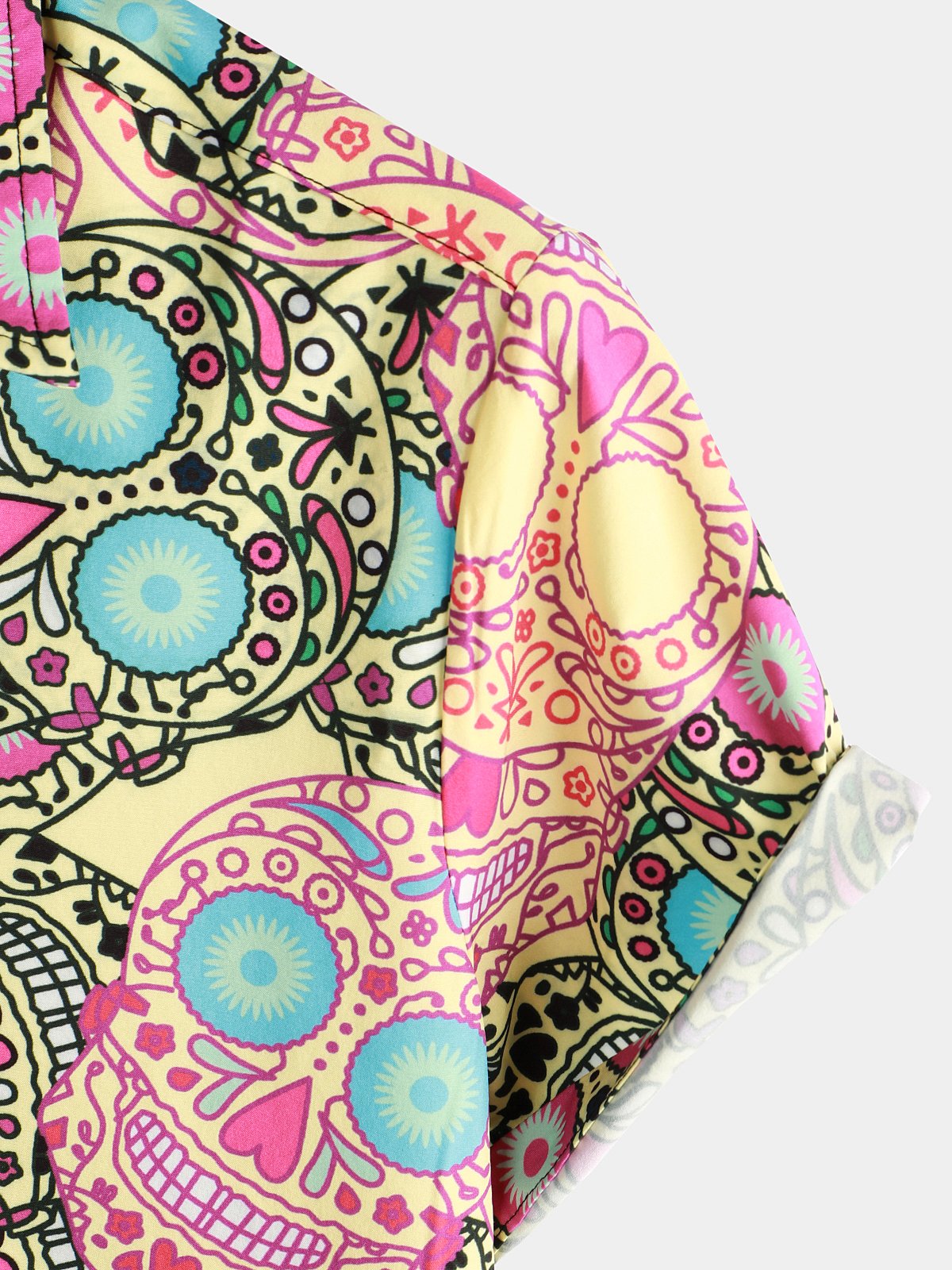 Camisa Pink Funny Skull estampado de manga corta para hombre
