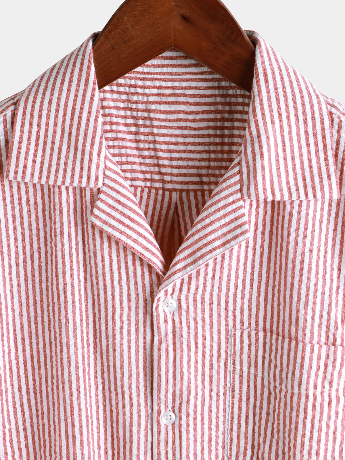 Camisa transpirable a rayas de algodón Button Up Summer Cuban Collar Camp de manga corta Beach para hombre